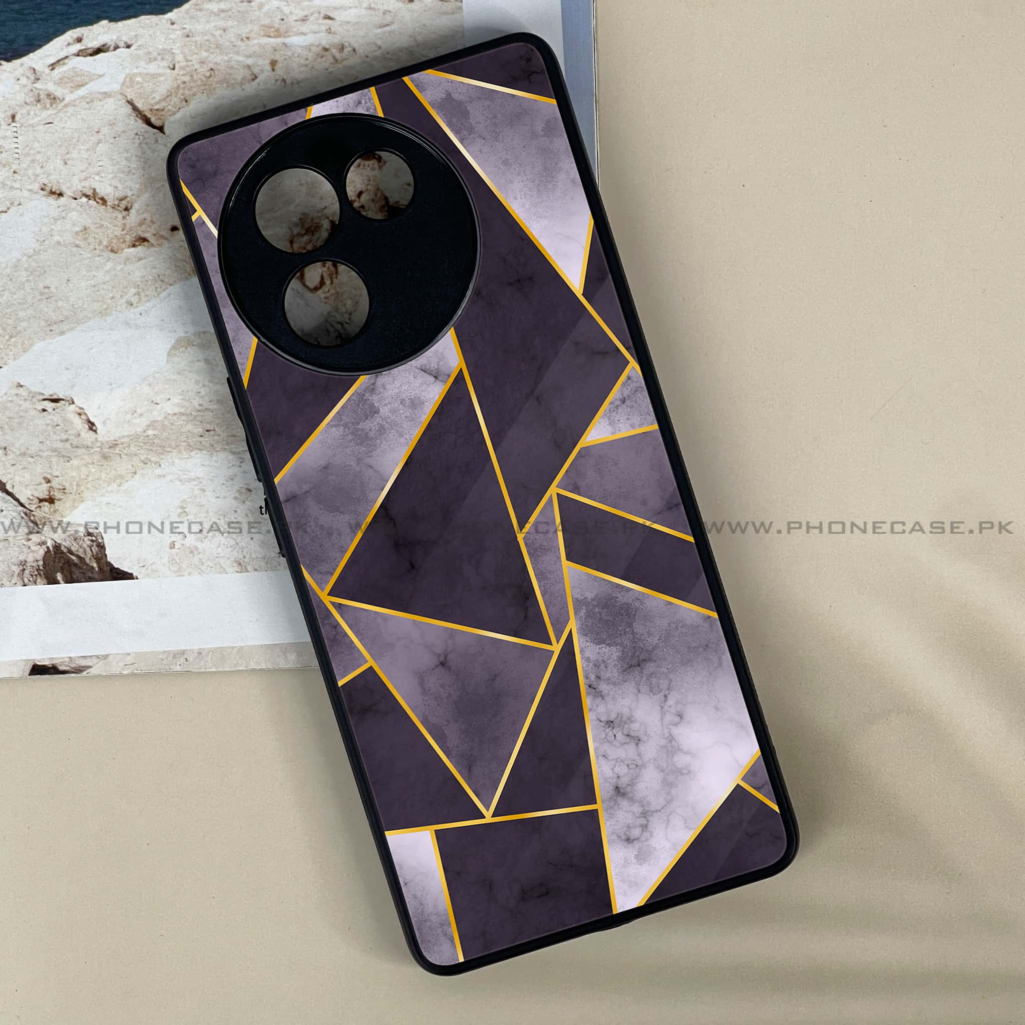 Vivo V30E - Geometric Marble Series - Premium Printed Metal soft Bumper shock Proof Case