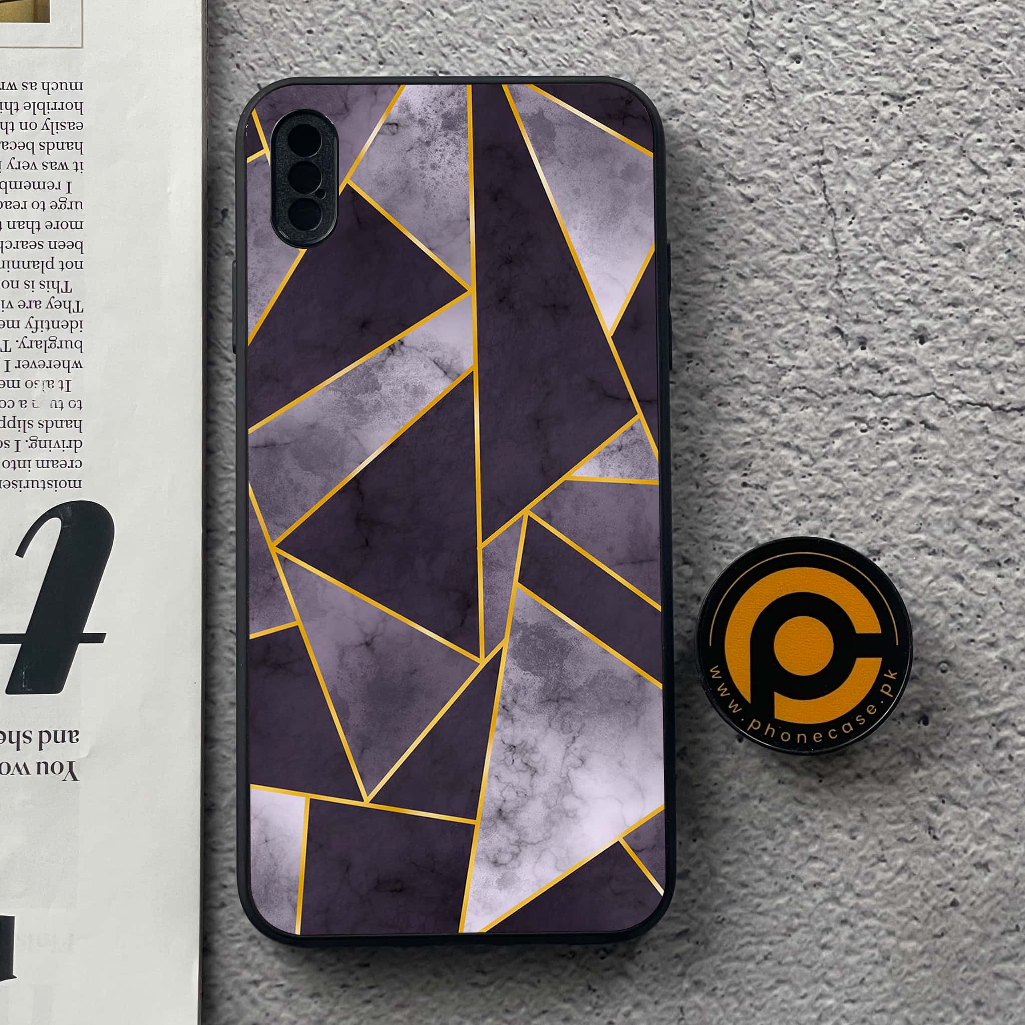 iPhone XS Max - Geometric Marble Series - Premium Metal Printed soft Bumper shock Proof Case