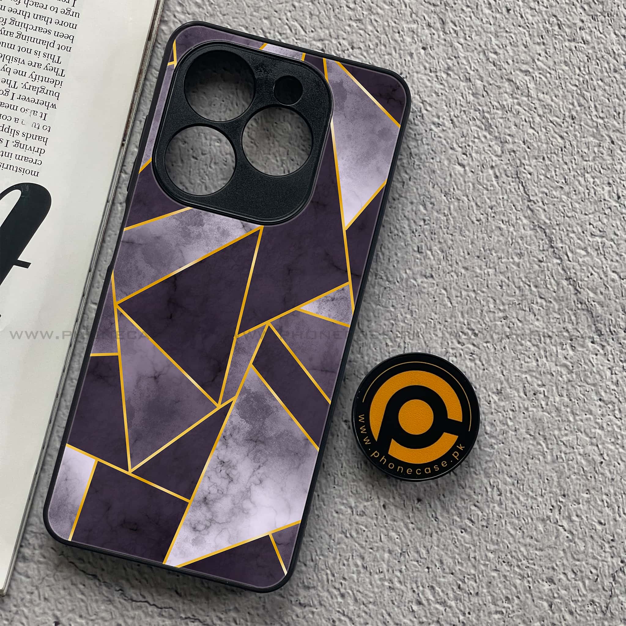 Tecno Spark 20C - Geometric Marble Series - Premium Printed Glass soft Bumper shock Proof Case