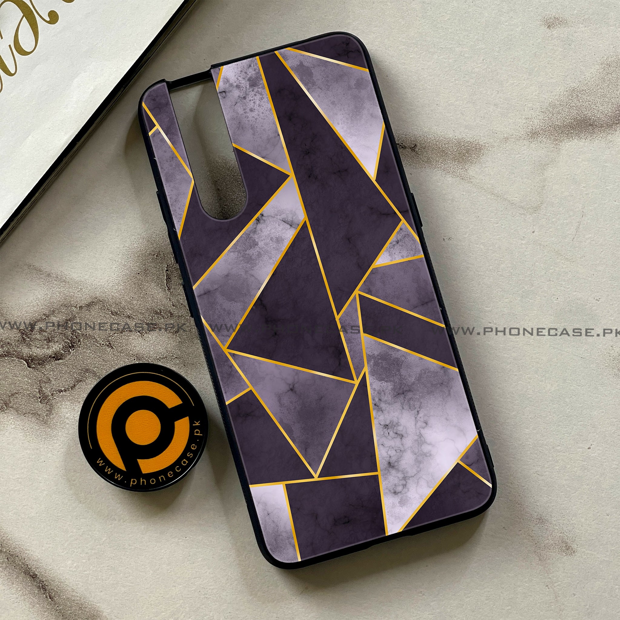 Vivo V15 Pro - Geometric Marble Series - Premium Printed Glass soft Bumper shock Proof Case