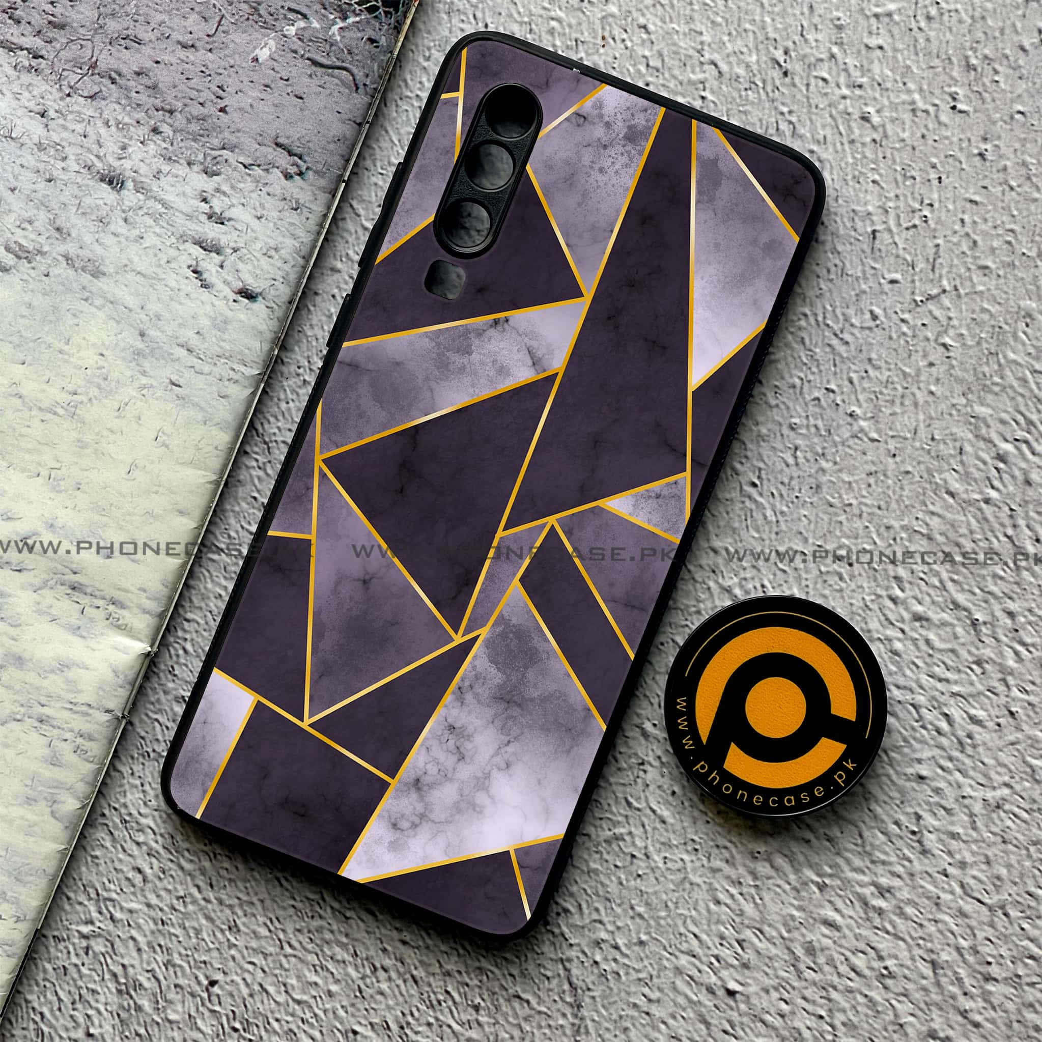 Huawei P30 - Geometric Marble Series - Premium Printed Glass soft Bumper shock Proof Case