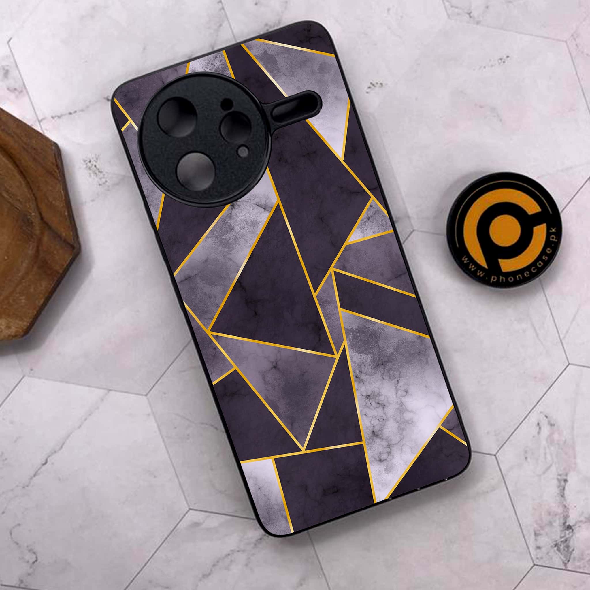 Xiaomi Poco F7 Ultra 5G - Geometric Marble Series - Premium Metal Printed soft Bumper shock Proof Case