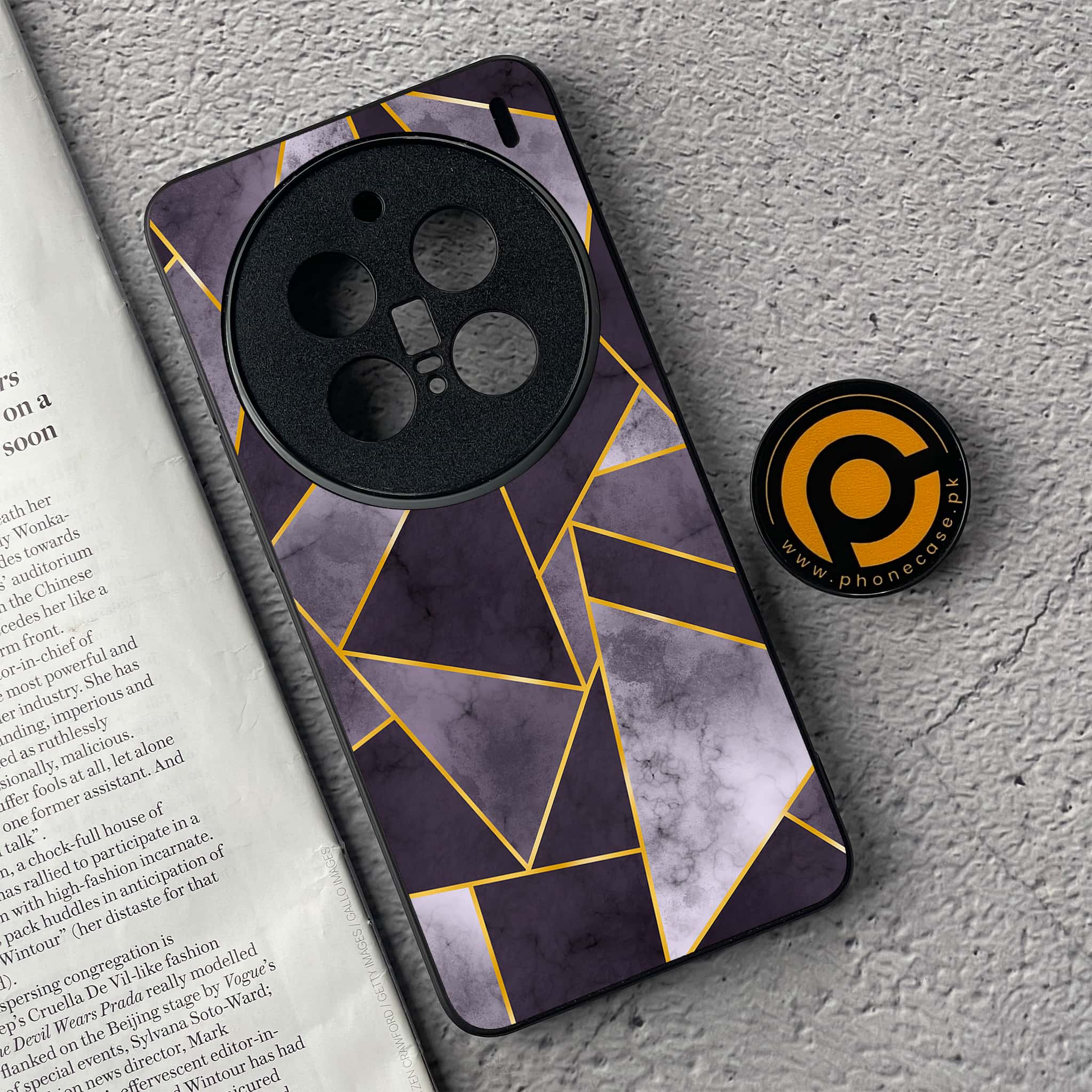 Vivo X200 Pro - Geometric Marble Series - Premium Metal  Printed soft Bumper shock Proof Case