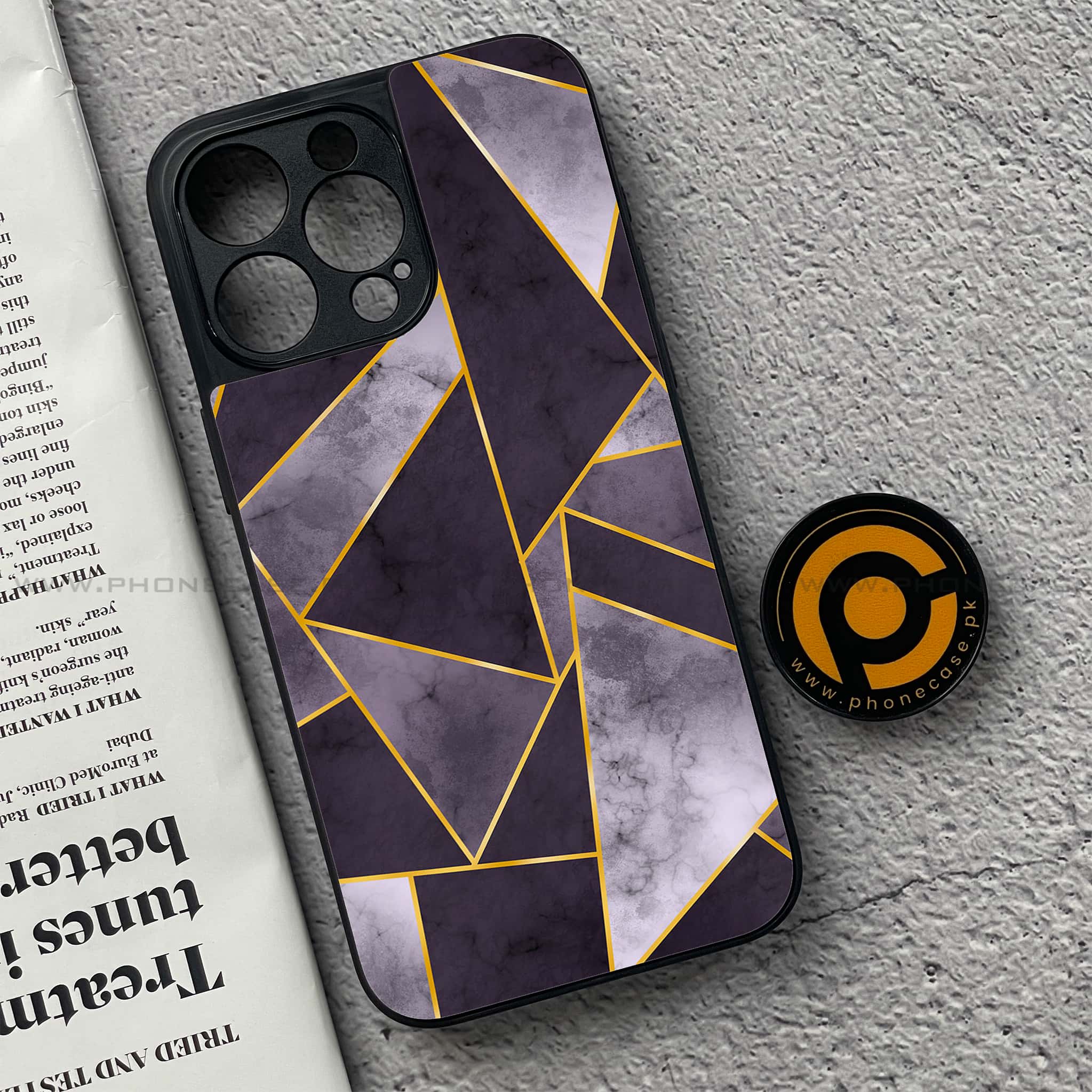 iPhone 15 Pro - Geometric Marble Series - Premium Metal Printed soft Bumper shock Proof Case