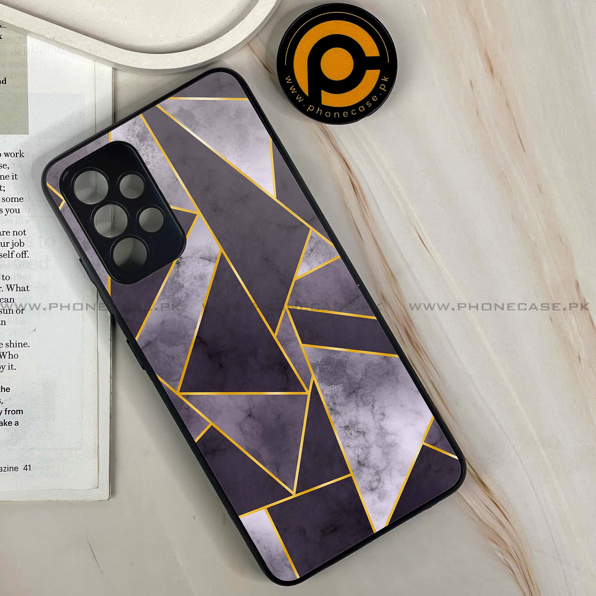 Samsung Galaxy A32 4G- Geometric Marble Series - Premium Printed Glass soft Bumper shock Proof Case