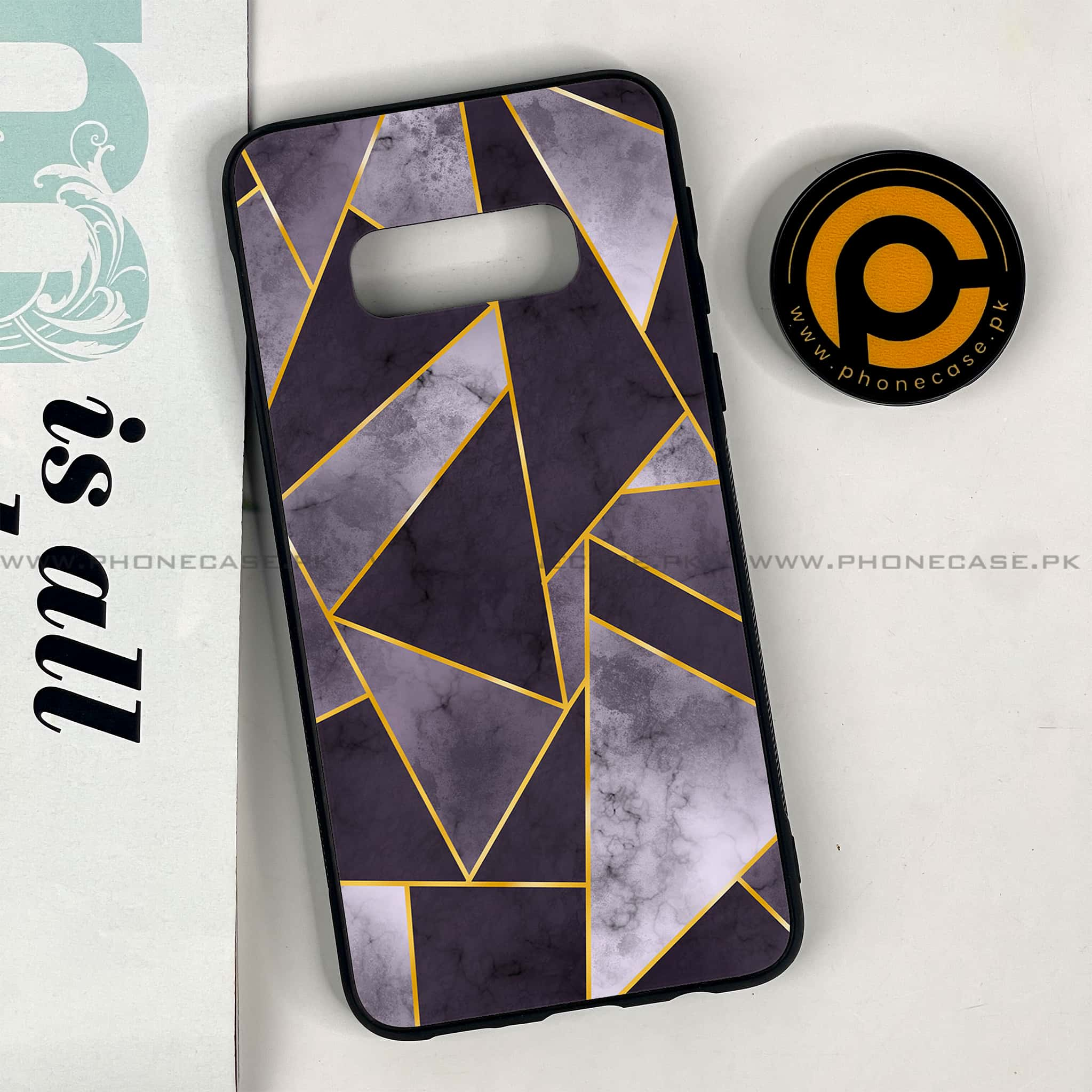 Galaxy S10e - Geometric Marble Series - Premium Printed Glass soft Bumper shock Proof Case