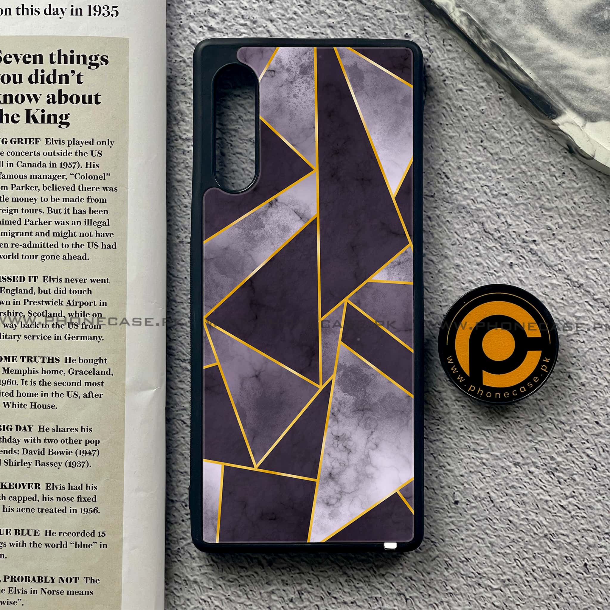LG Velvet - Geometric Marble Series - Premium Printed Glass soft Bumper shock Proof Case