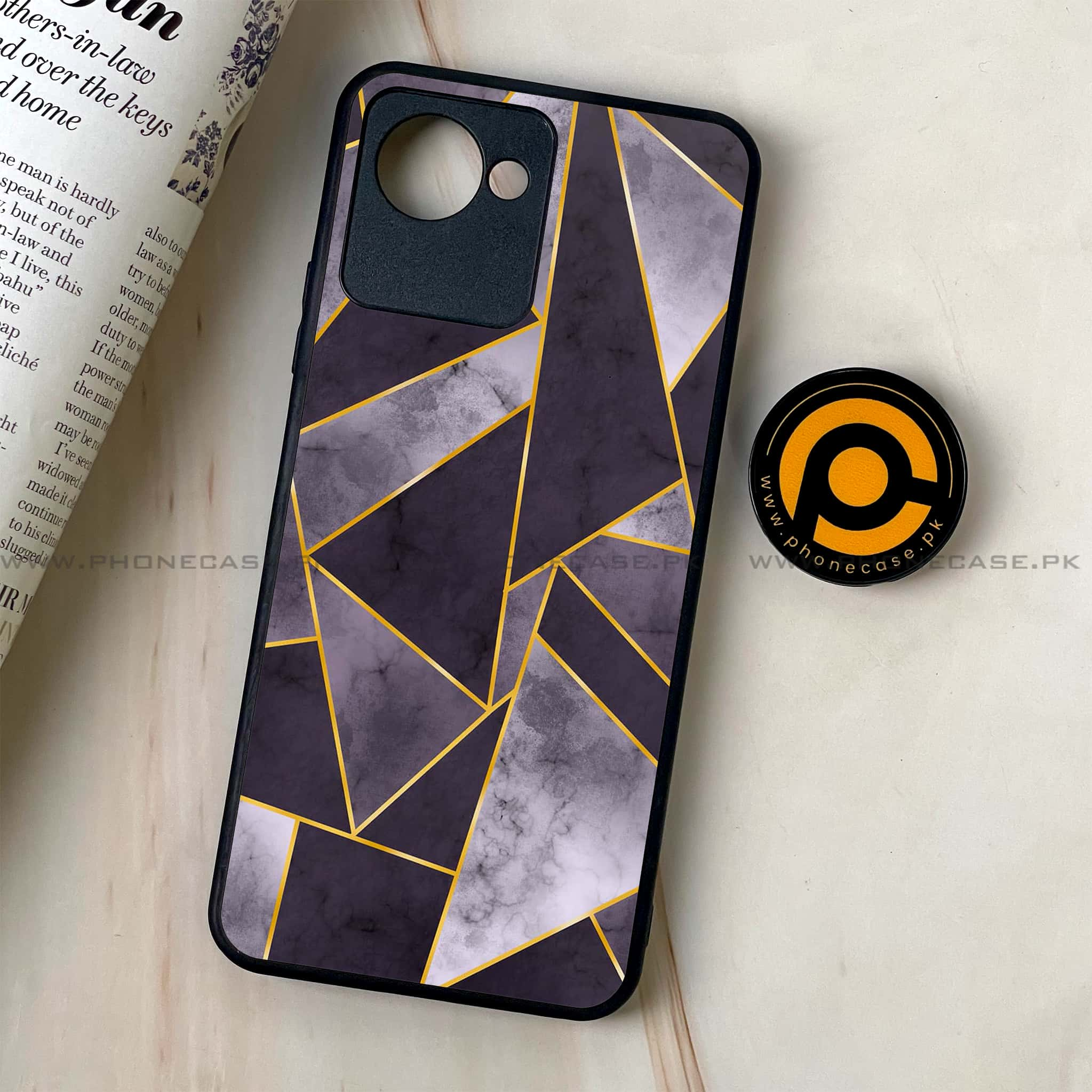 Realme C30 - Geometric Marble Series - Premium Printed Glass soft Bumper shock Proof Case