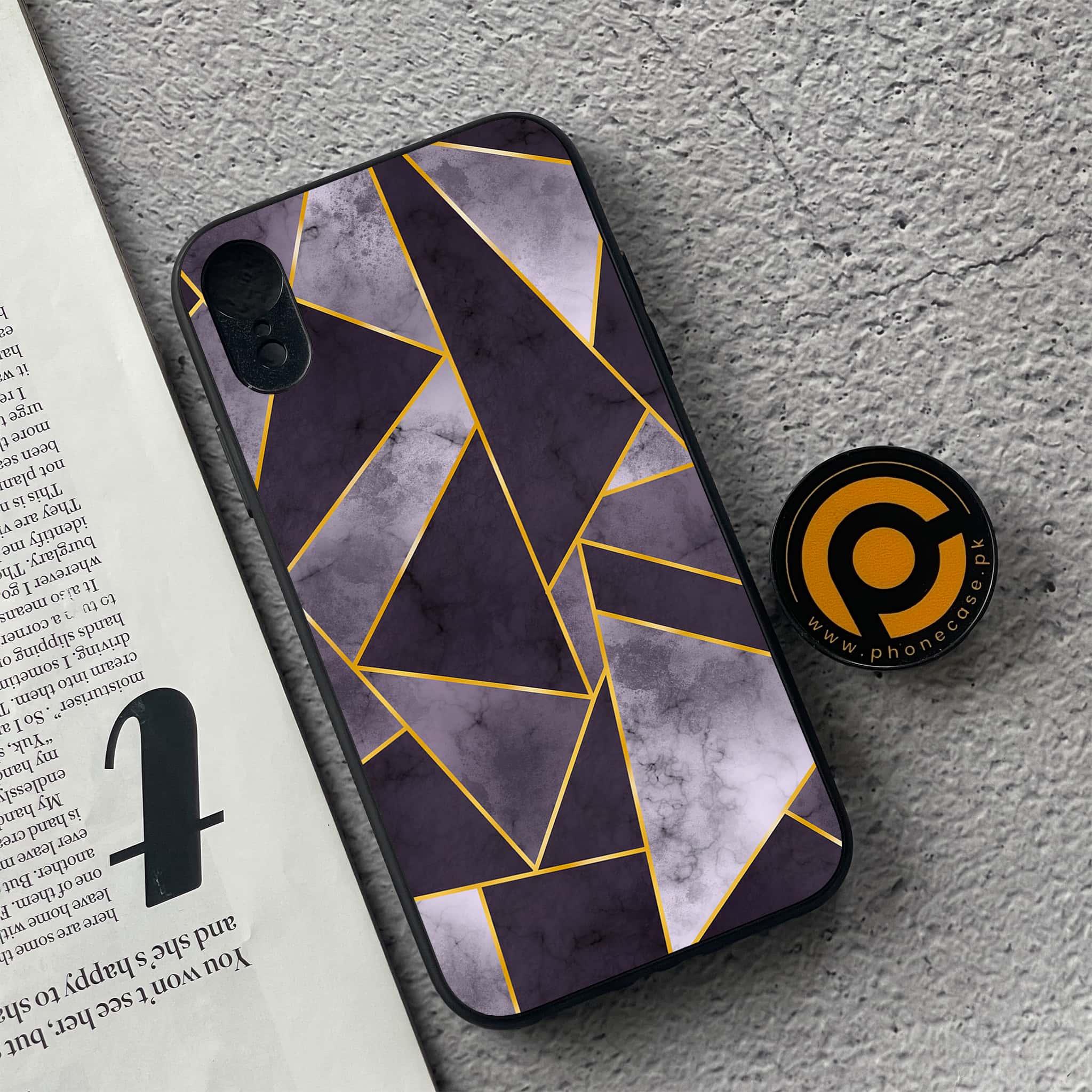 iPhone XR - Geometric Marble Series - Premium Metal Printed soft Bumper shock Proof Case
