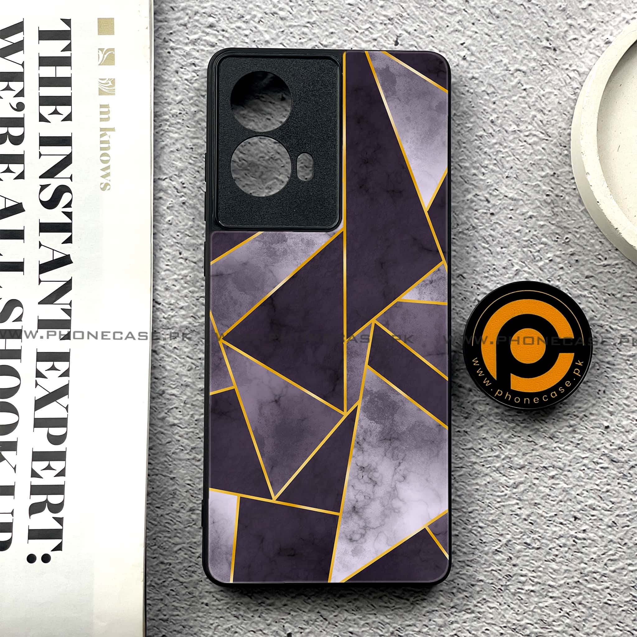 Moto G85 - Geometric Marble Series - Premium Printed Glass soft Bumper shock Proof Case