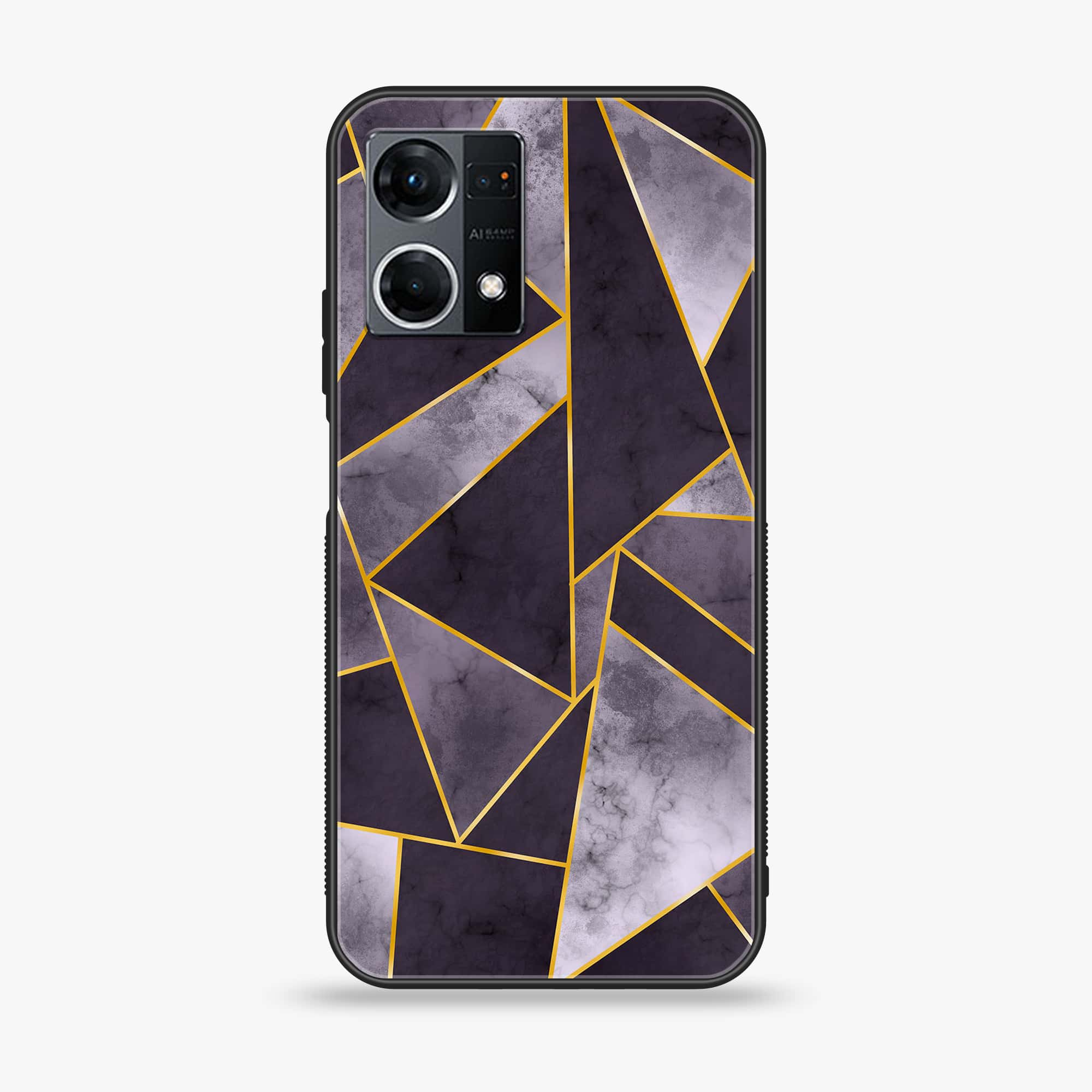 Oppo Reno 7 - Geometric Marble Series - Premium Printed Glass soft Bumper shock Proof Case