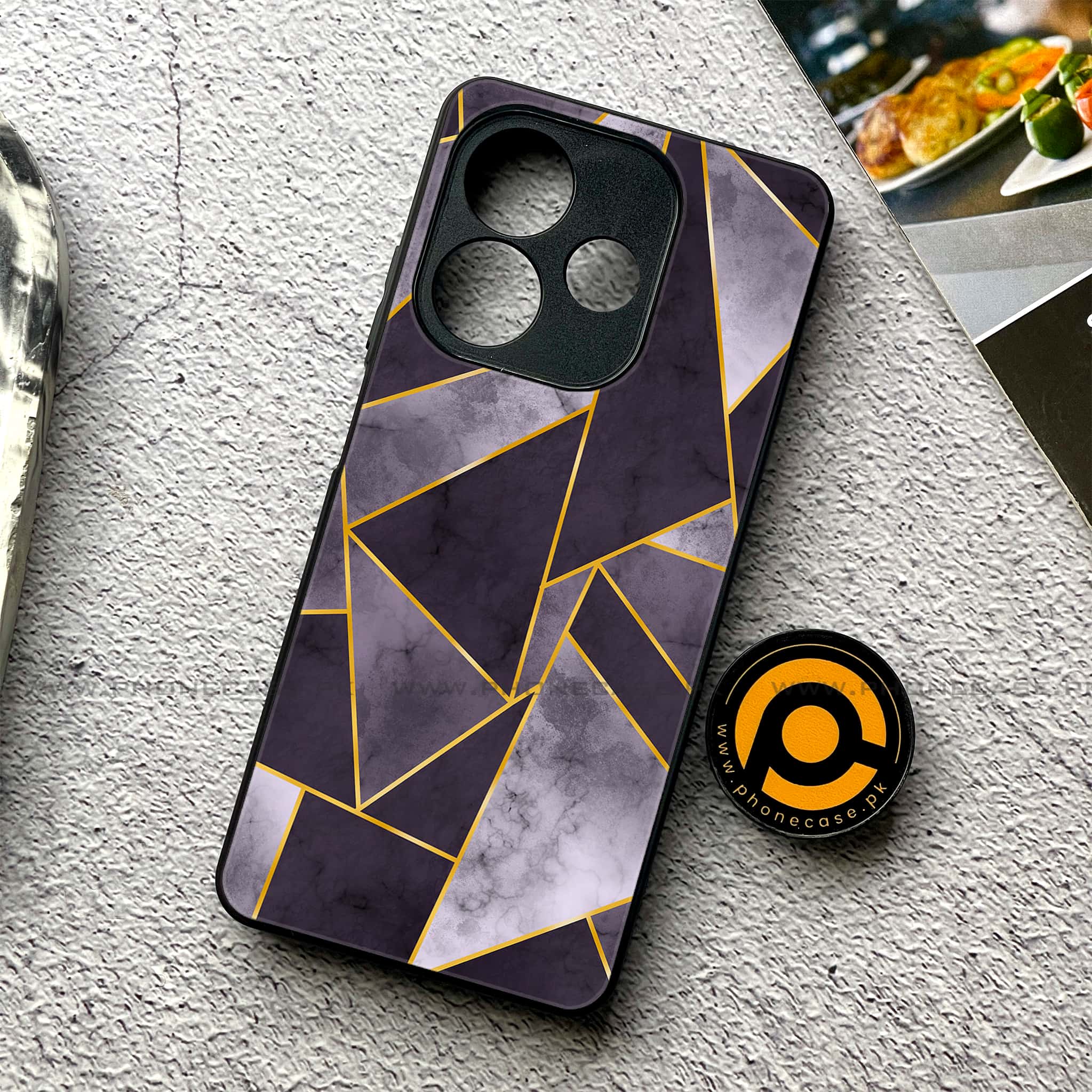 Oppo A5 Pro - Geometric Marble Series - Premium Metal Printed soft Bumper shock Proof Case
