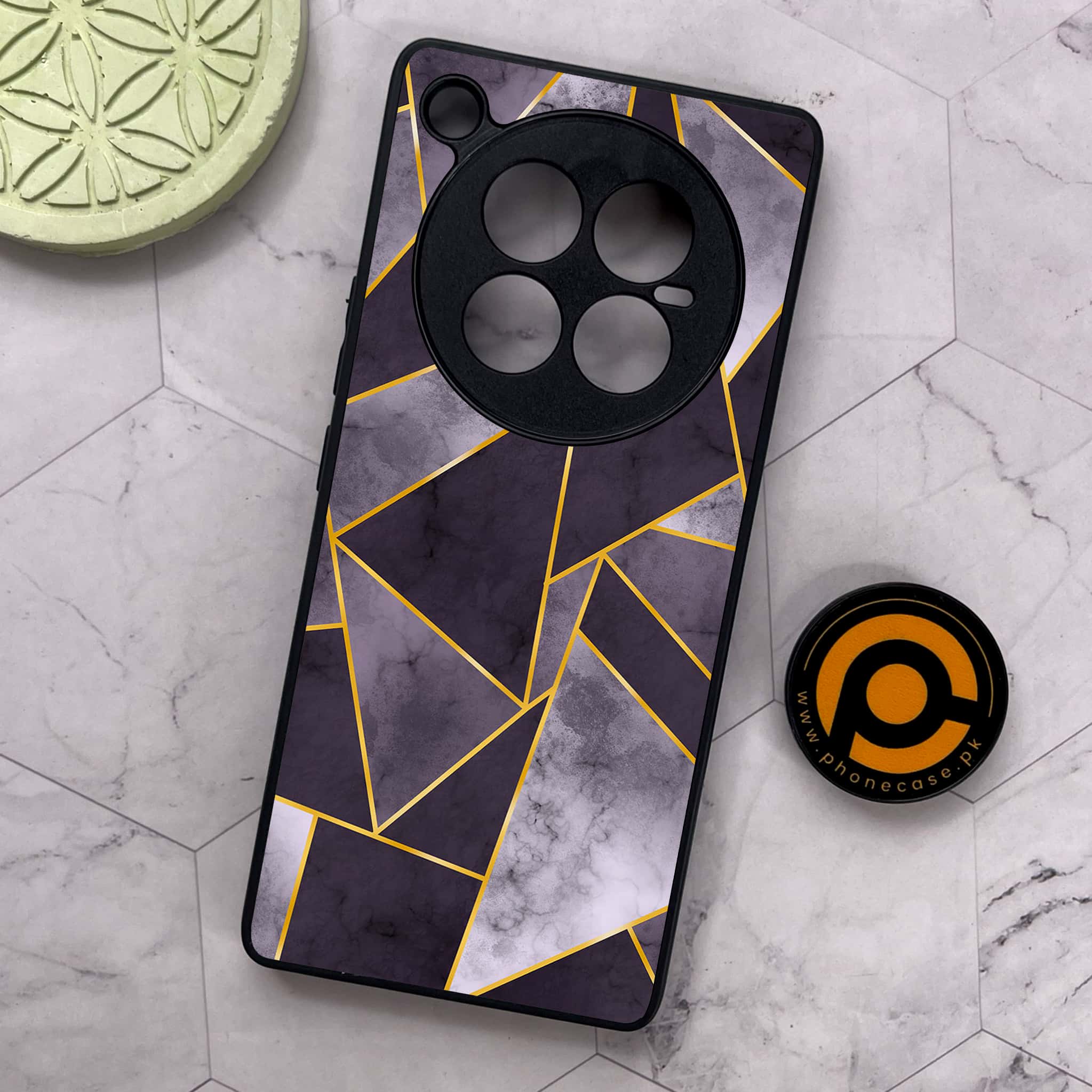 Infinix Zero 40 5G - Geometric Marble Series - Premium Metal Printed soft Bumper shock Proof Case