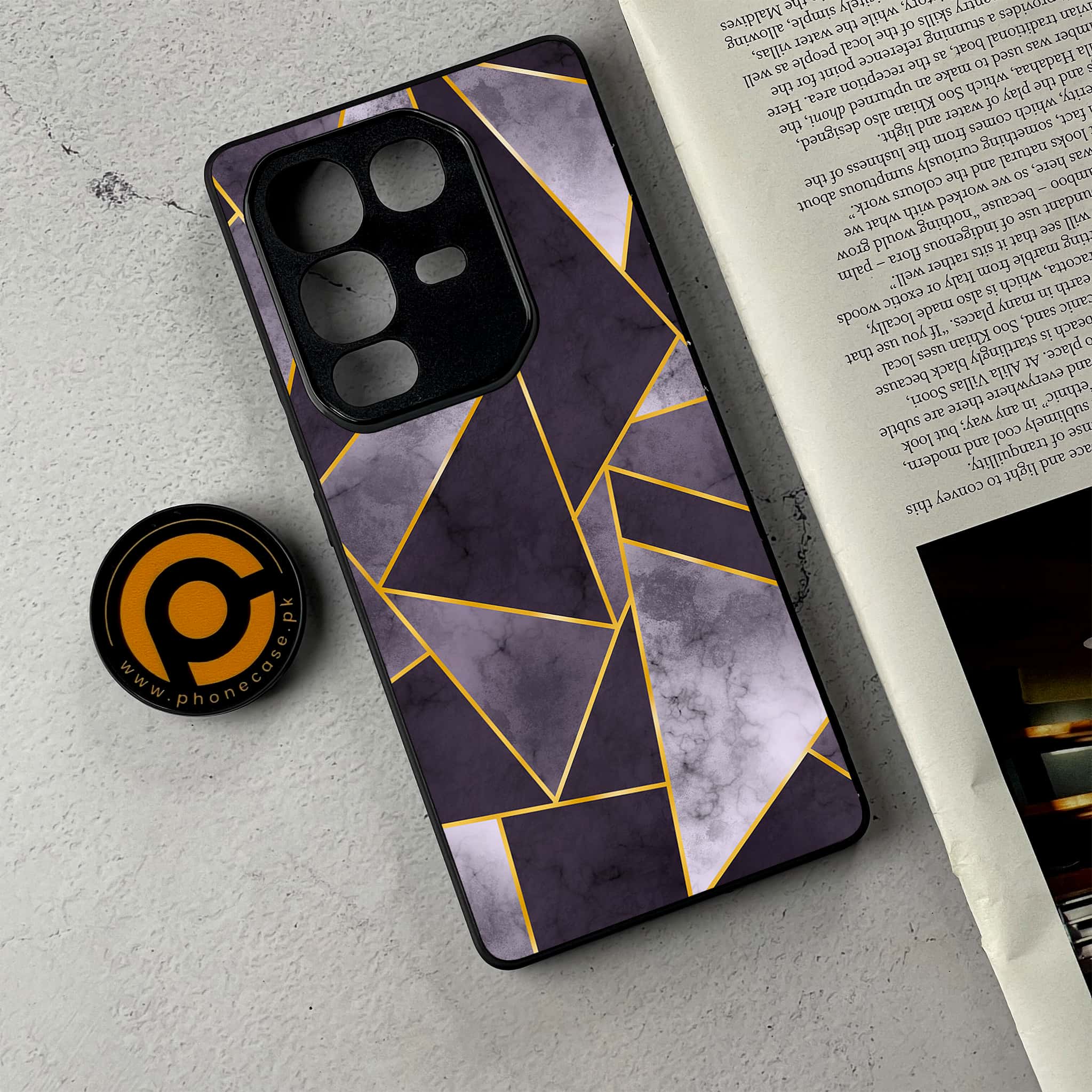 Infinix Note 50 - Geometric Marble Series - Premium Metal Printed Soft Bumper Shockproof Case
