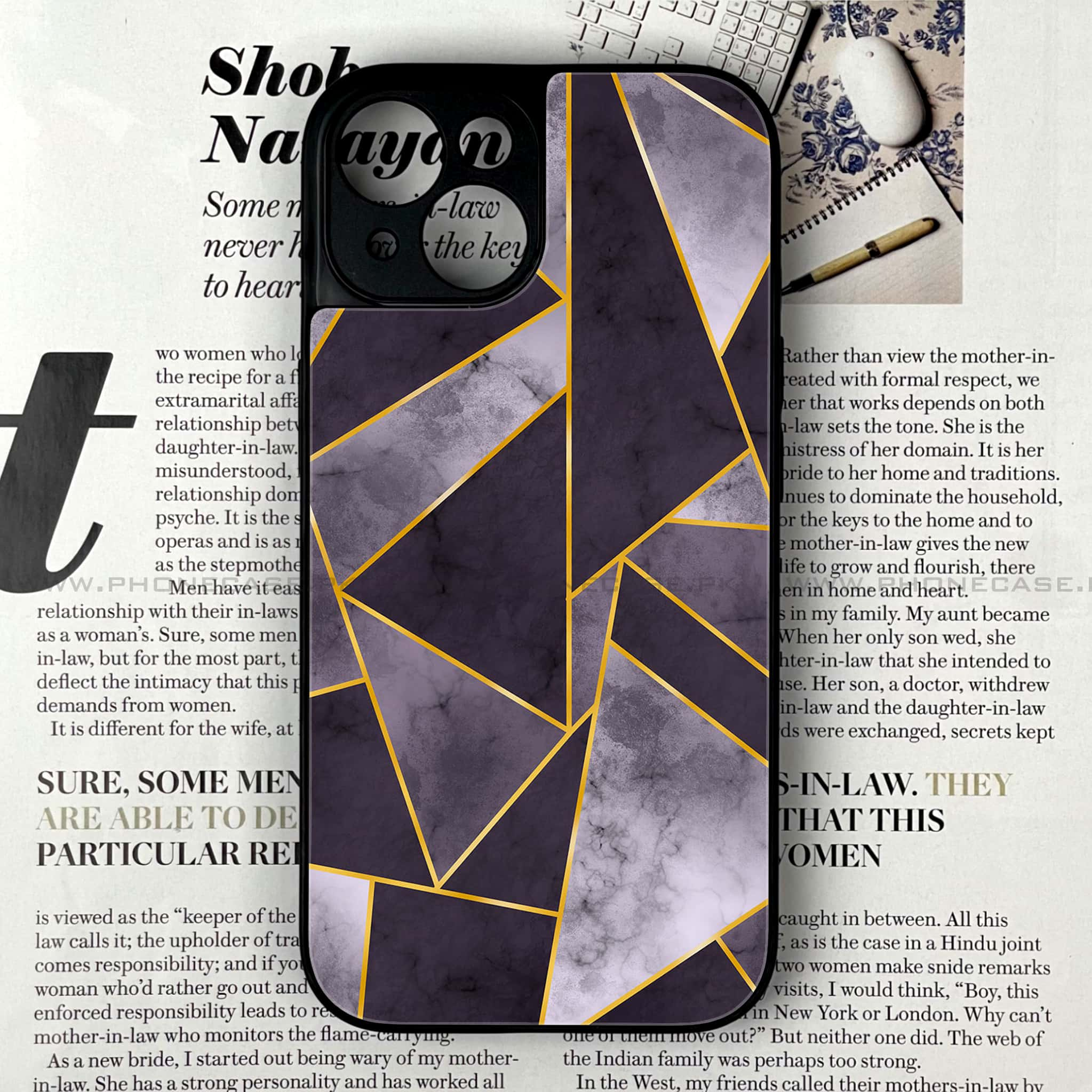 iPhone 15 Plus - Geometric Marble Series - Premium Printed Glass soft Bumper shock Proof Case