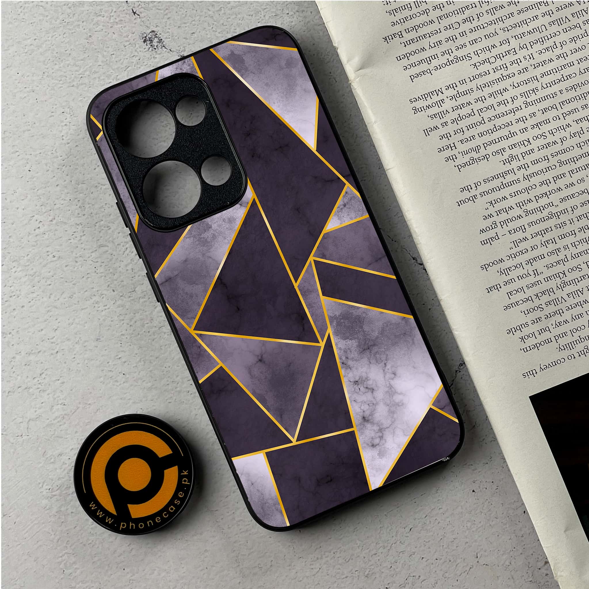 Oppo Reno 13 - Geometric Marble Series - Premium Metal Printed Soft Bumper Shockproof Case