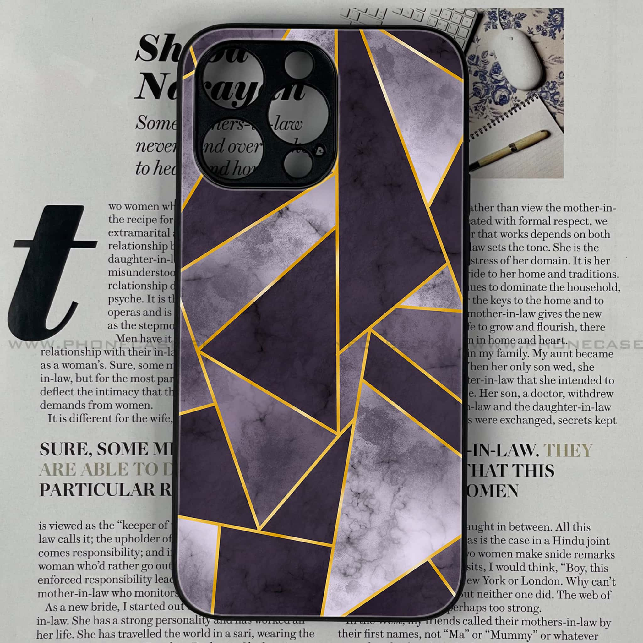 iPhone 14 Pro  - Geometric Marble Series - Premium Printed Glass soft Bumper shock Proof Case