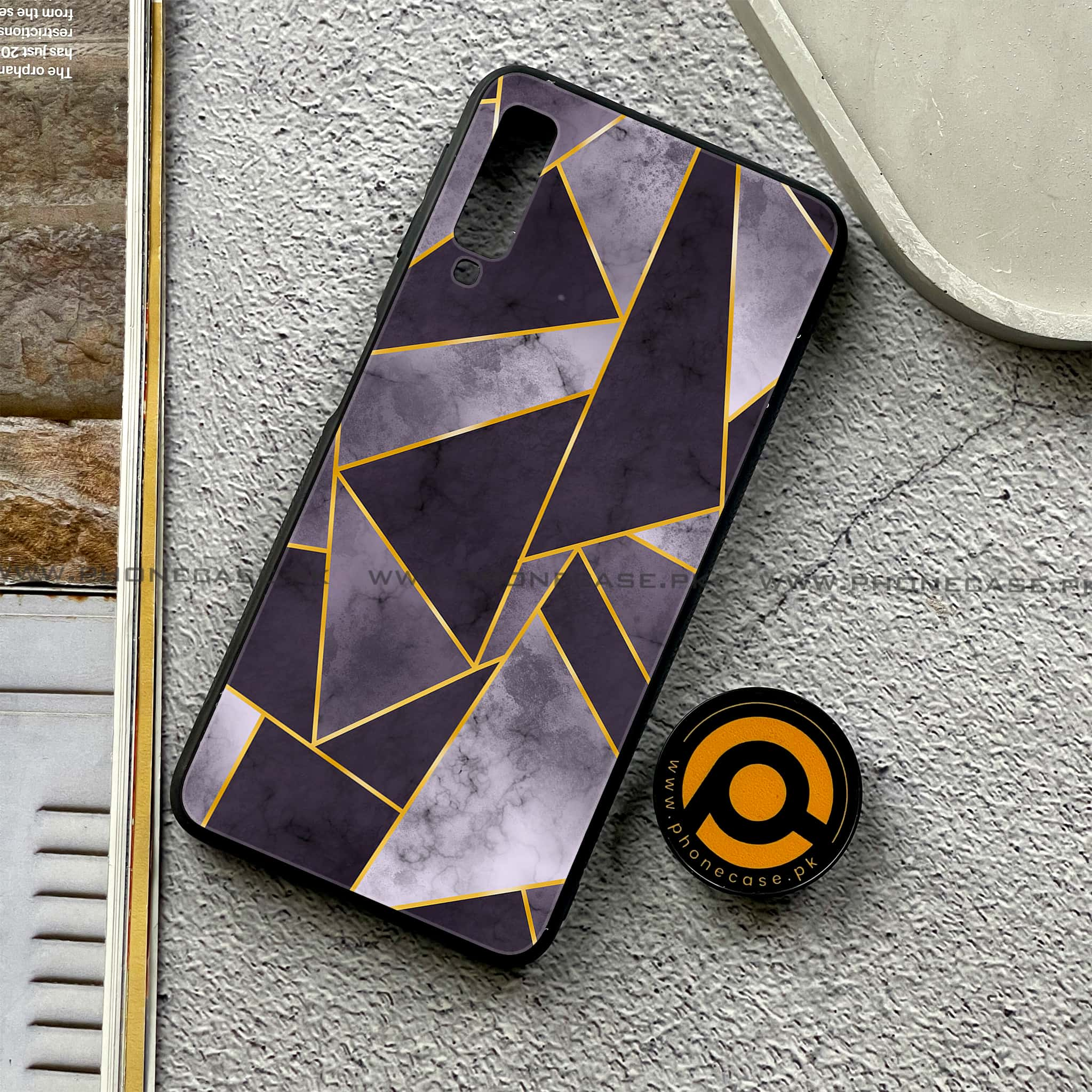 Galaxy A7 2018 - Geometric Marble Series - Premium Printed Metal soft Bumper shock Proof Case