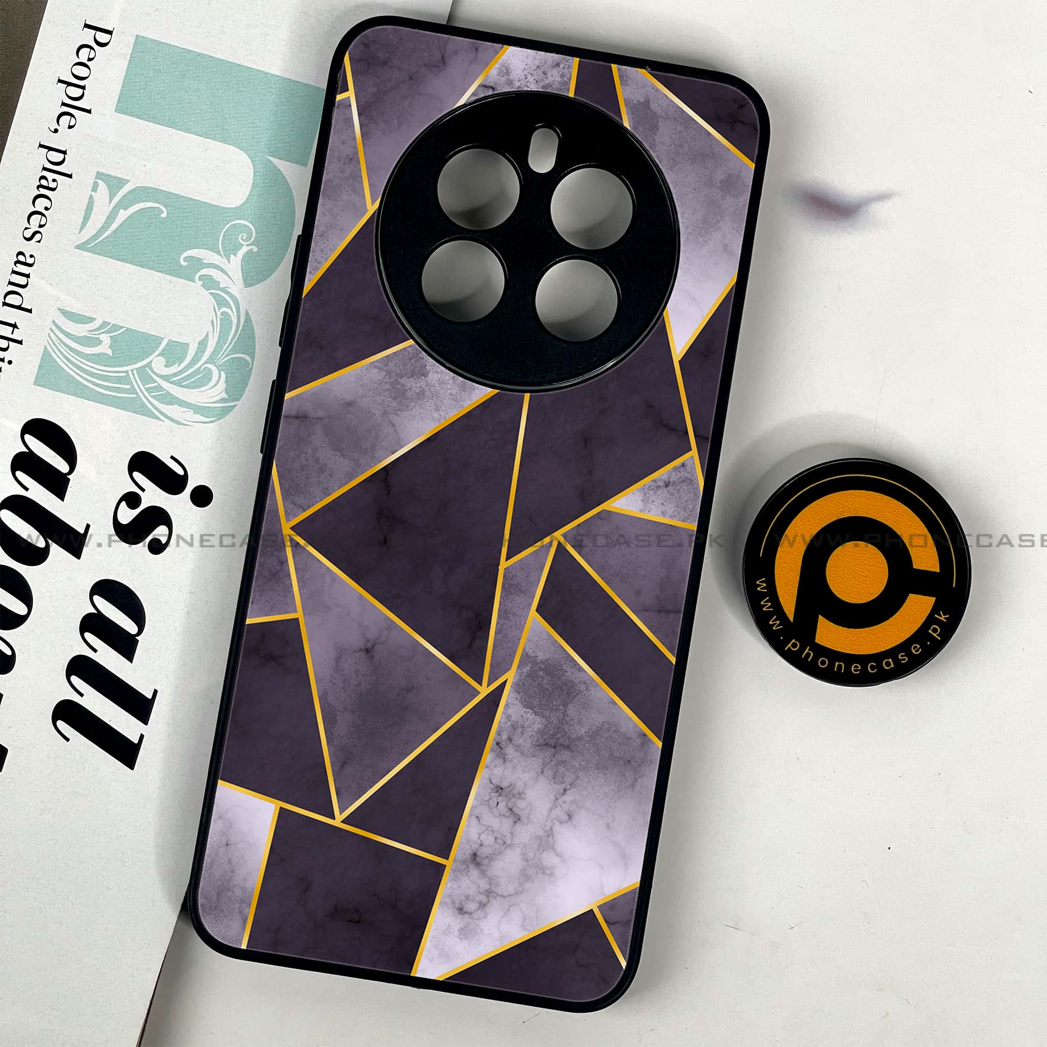 Realme 12 Plus 5G - Geometric Marble Series - Premium Printed Glass soft Bumper shock Proof Case