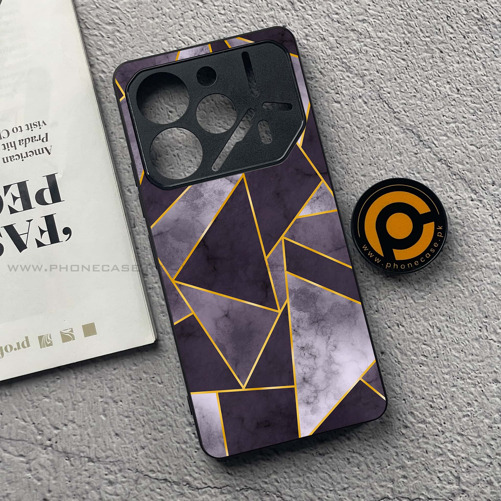Tecno Pova 6 - Geometric Marble Series - Premium Printed Glass soft Bumper shock Proof Case