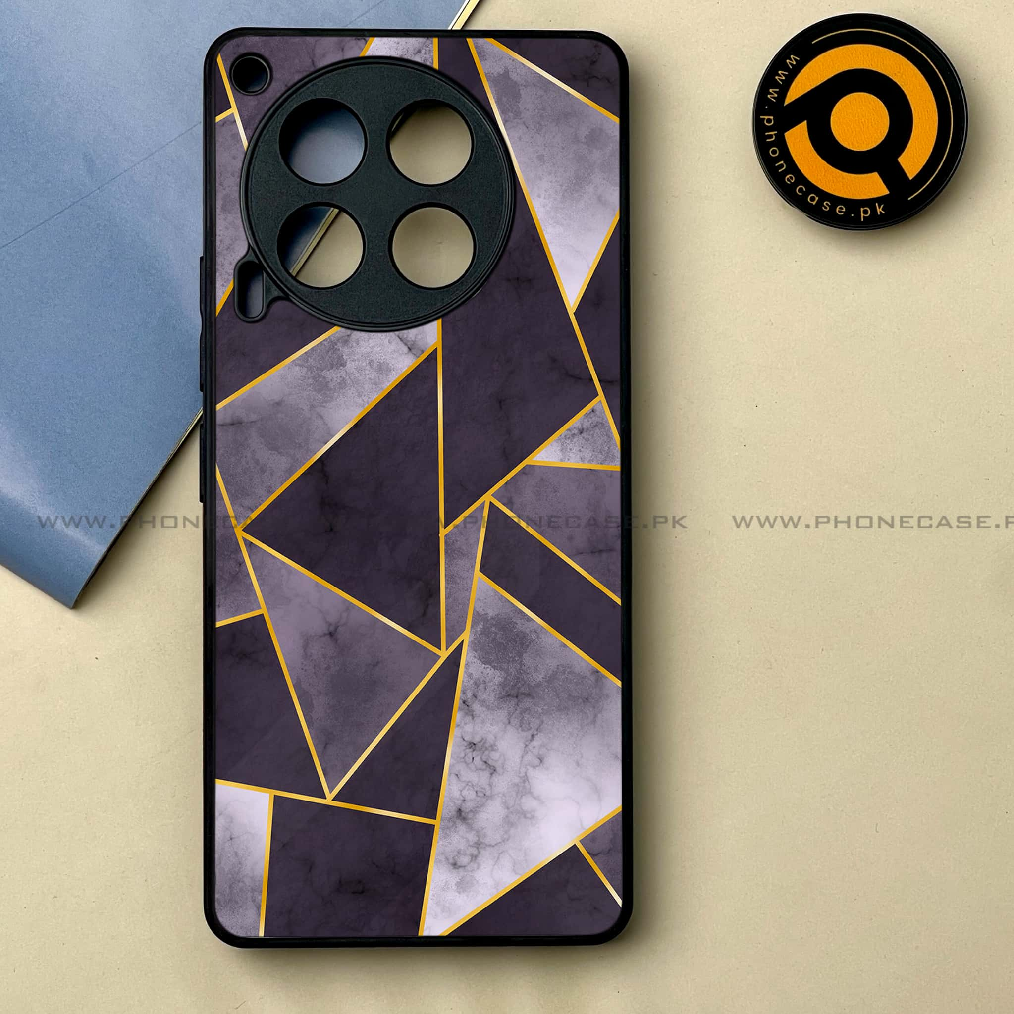 Tecno Camon 30 - Geometric Marble Series -  Premium Printed Metal soft Bumper shock Proof Case