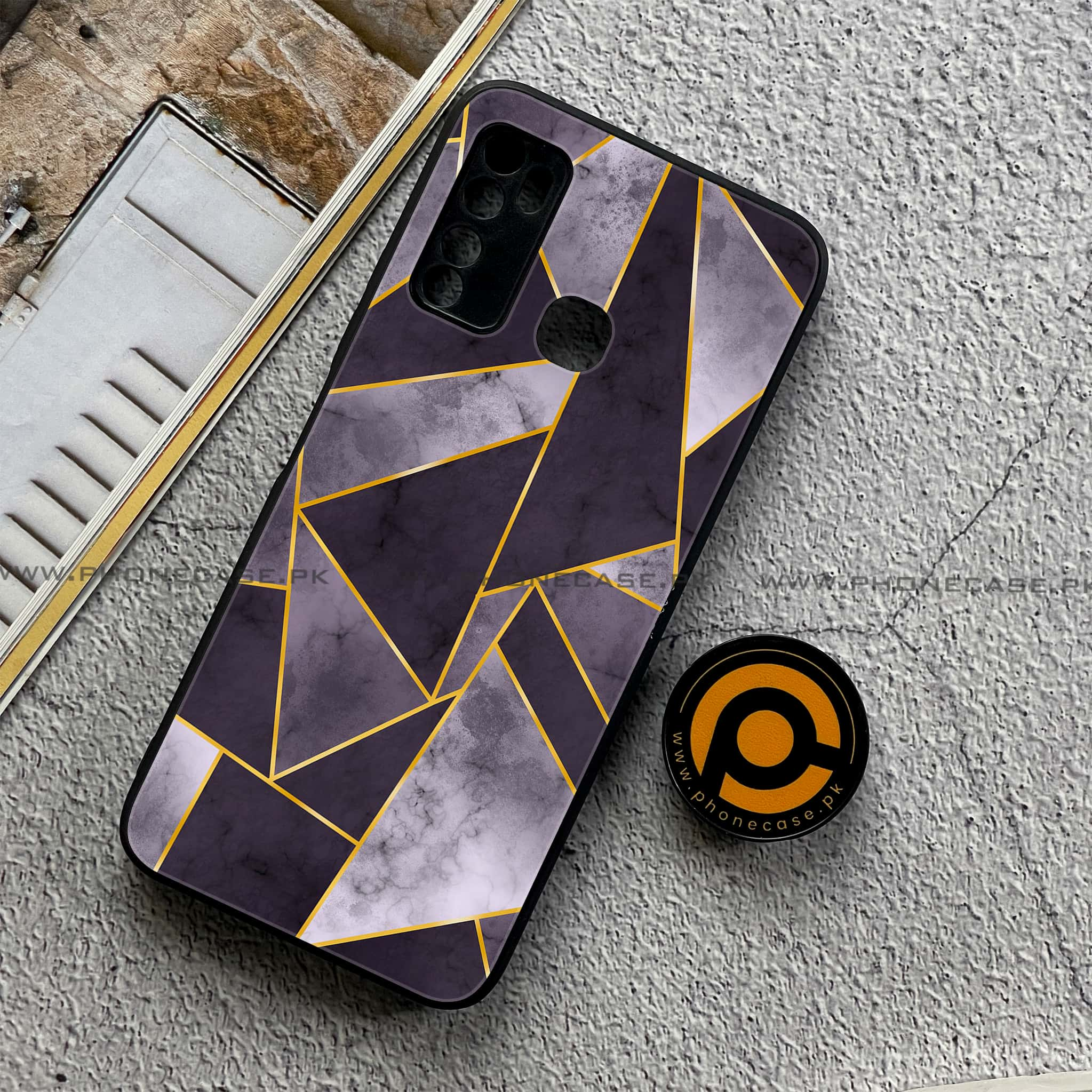 Infinix Note 7 Lite - Geometric Marble Series - Premium Printed Metal soft Bumper shock Proof Case