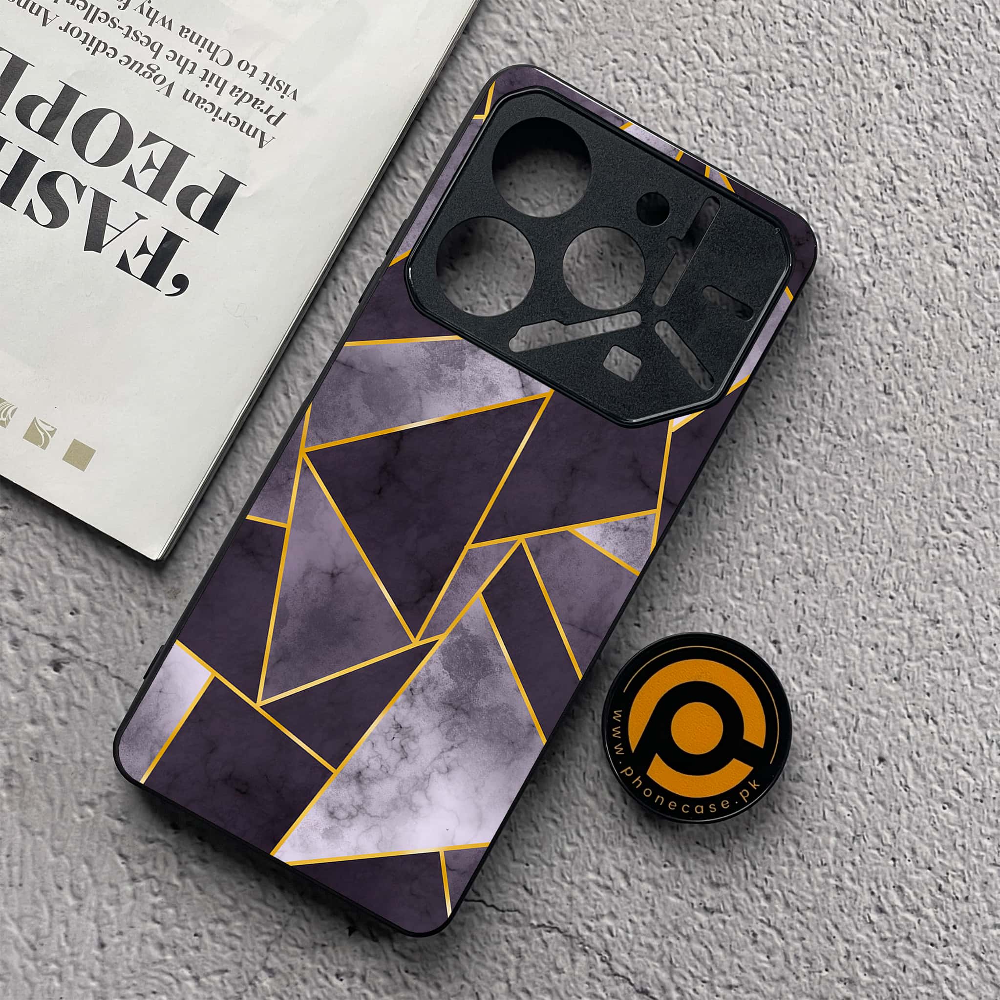 Tecno Pova 6 Neo - Geometric Marble Series - Premium Metal  Printed soft Bumper shock Proof Case