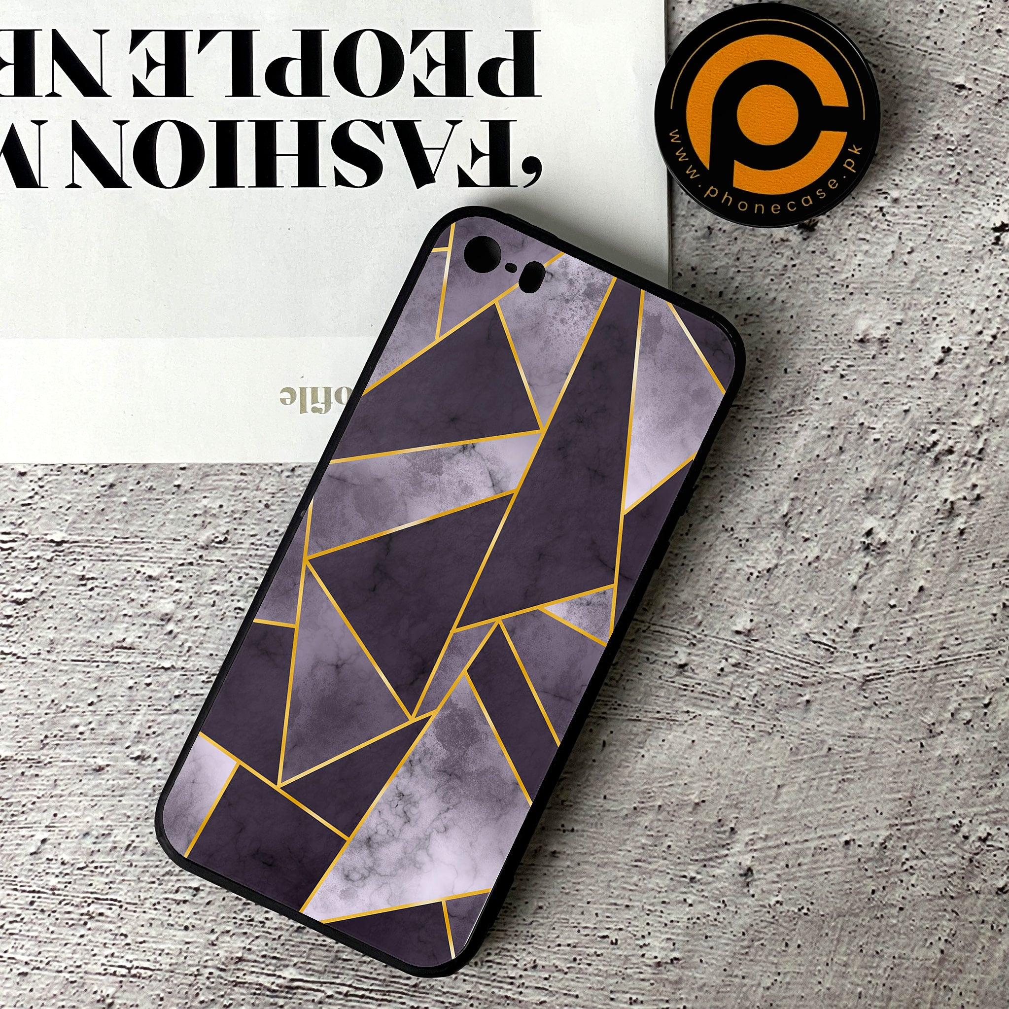 iPhone 5/5c/5s - Geometric Marble Series - Premium Printed Glass soft Bumper shock Proof Case