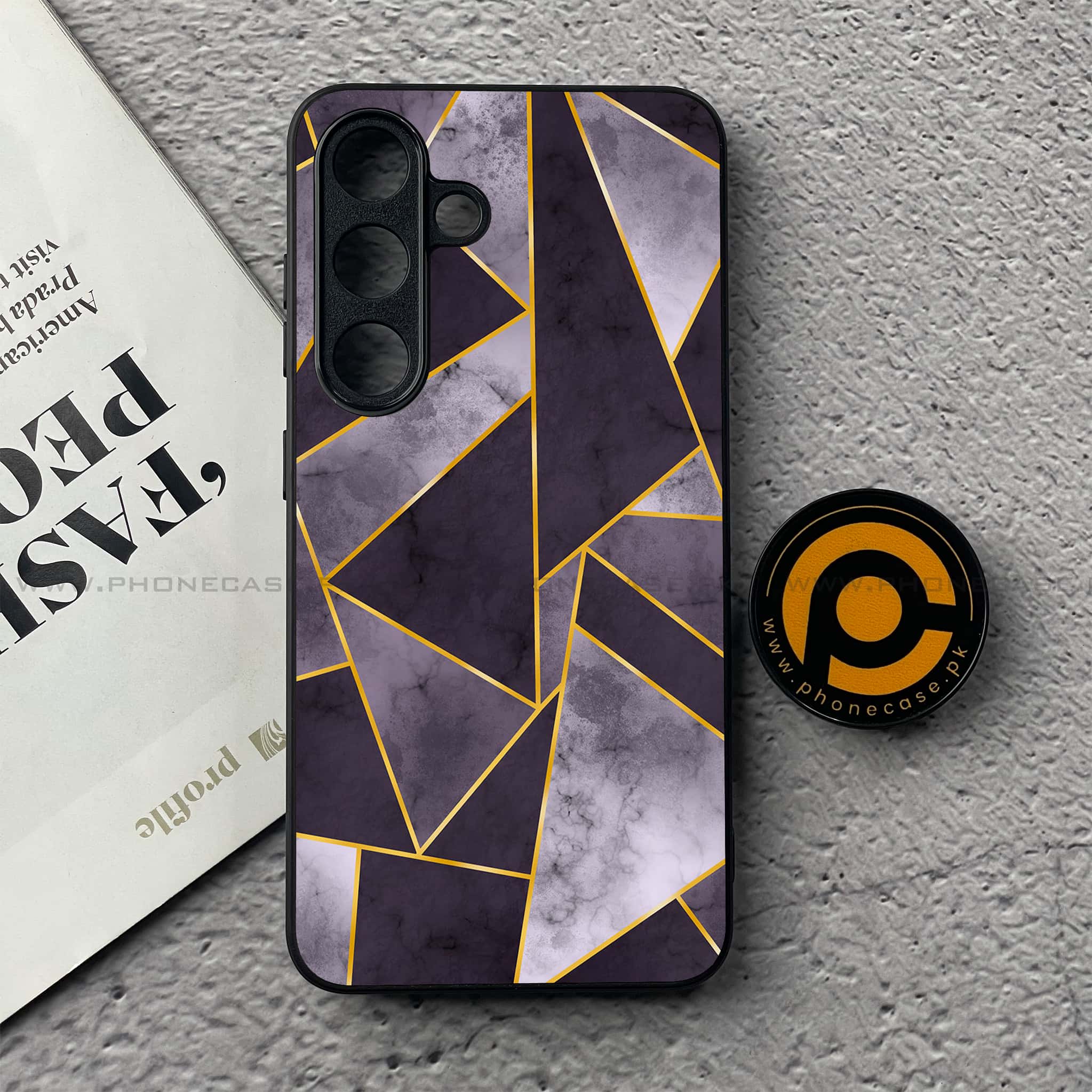 Samsung Galaxy S25 FE - Geometric Marble Series - Premium Metal Printed soft Bumper shock Proof Case