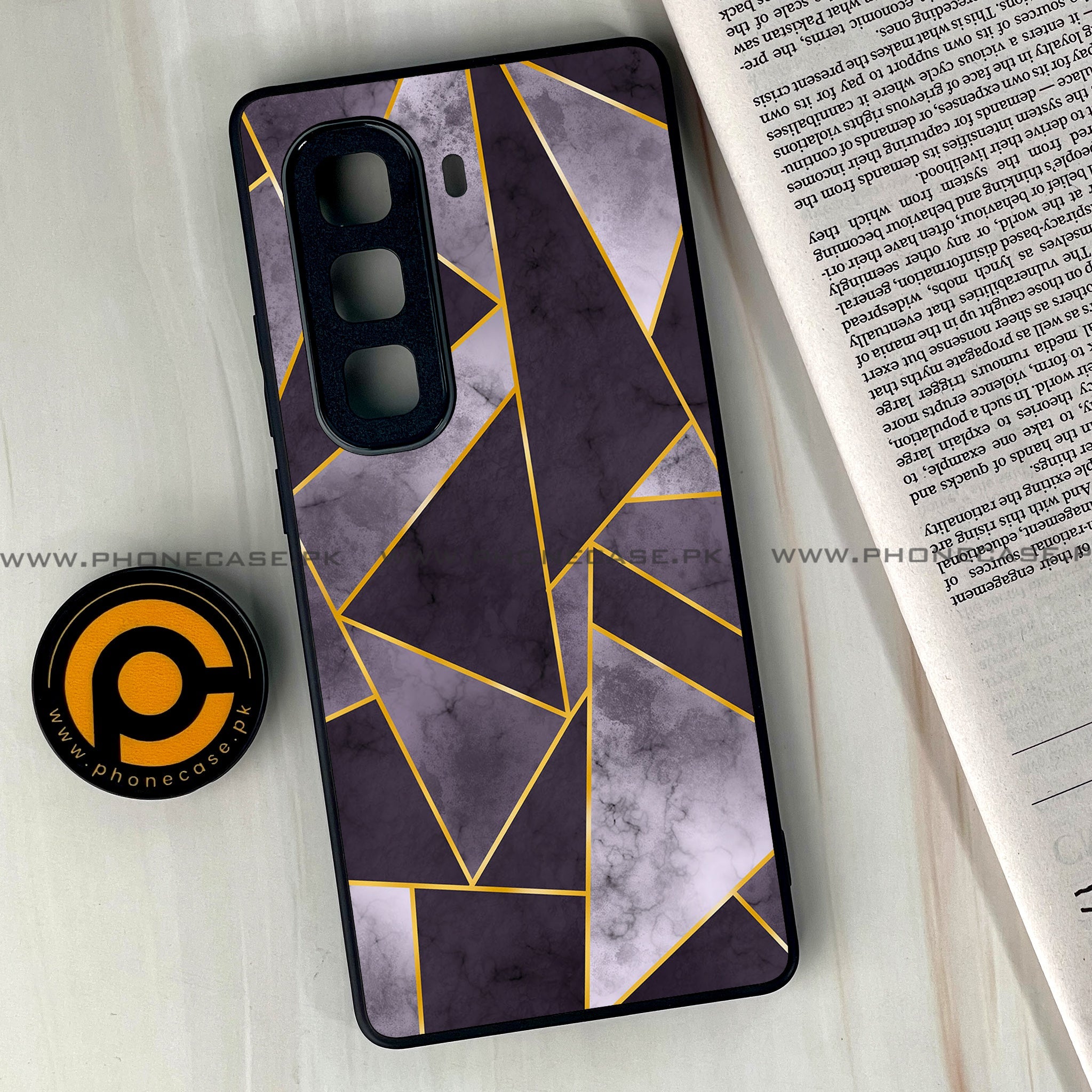Infinix Hot 60 Pro Plus - Geometric Marble Series - Premium Metal Printed soft Bumper shock Proof Case
