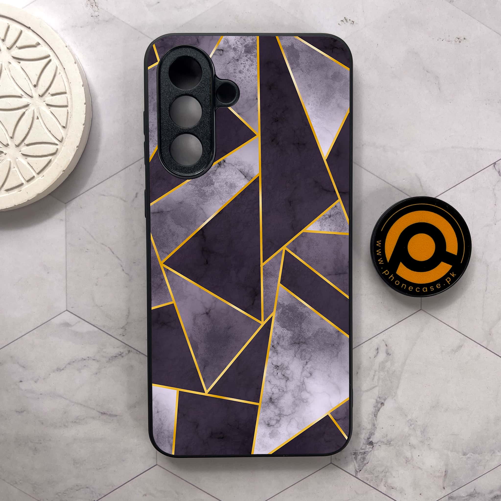 Samsung Galaxy A26 5G -   Geometric Marble Series - Premium Metal Printed soft Bumper shock Proof Case
