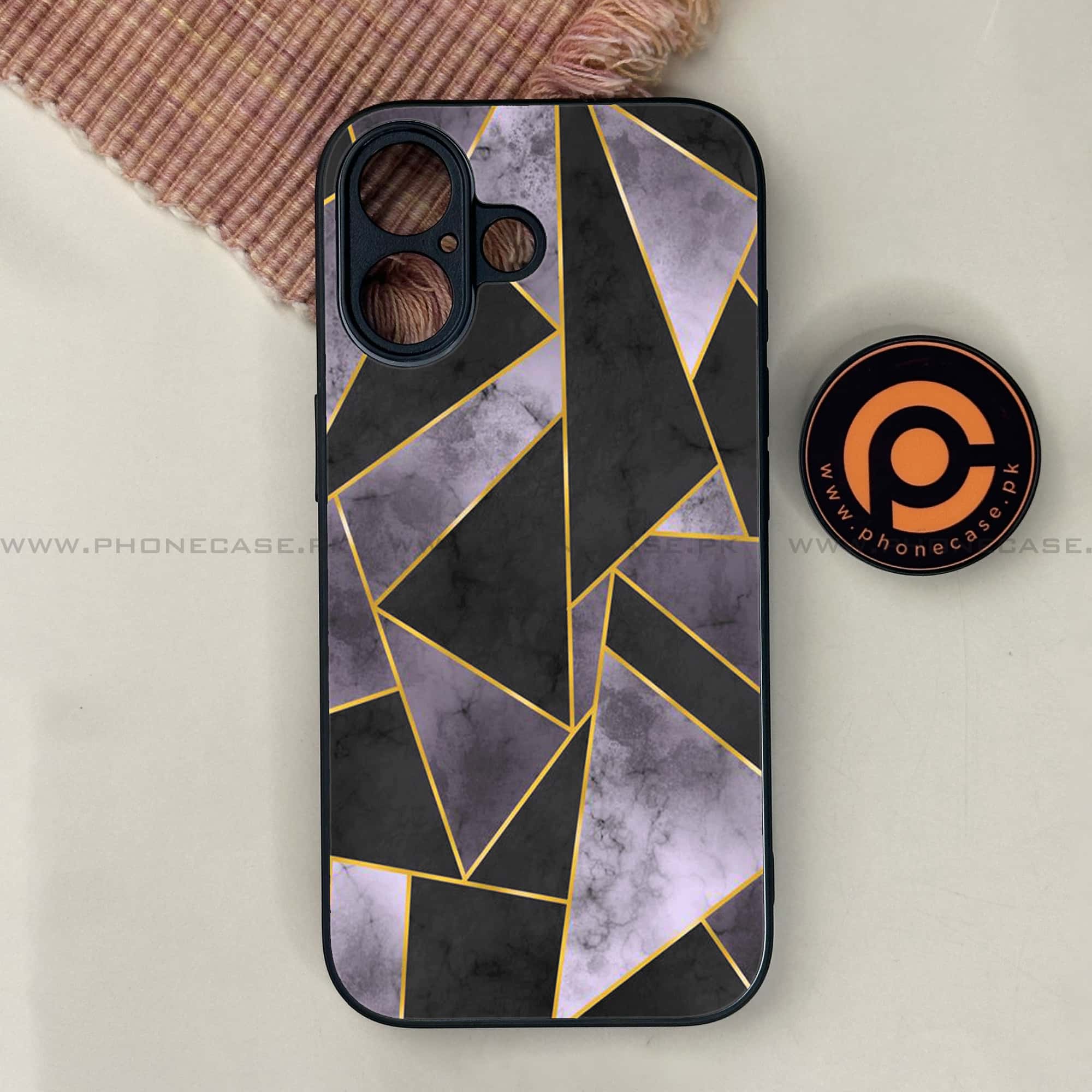 iPhone 17 - Geometric Marble Series - Premium Printed Glass soft Bumper shock Proof Case
