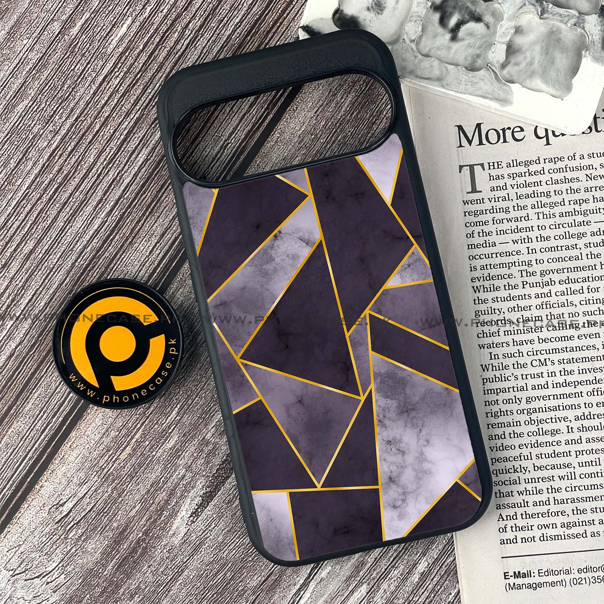 Google Pixel 9 - Geometric Marble Series - Premium Metal Printed soft Bumper Shock Proof Case
