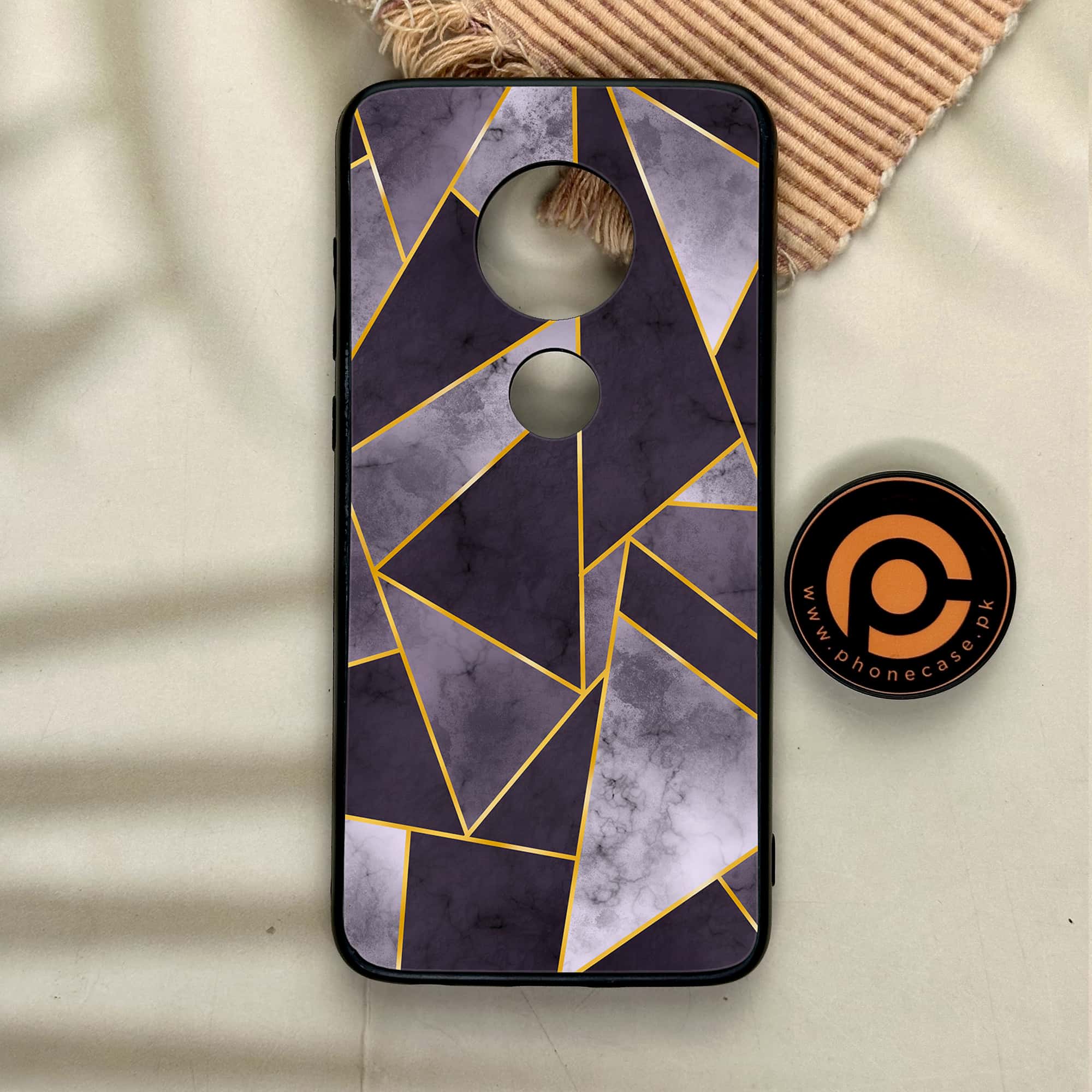 Moto G7 - Geometric Marble Series - Premium Printed Glass soft Bumper shock Proof Case