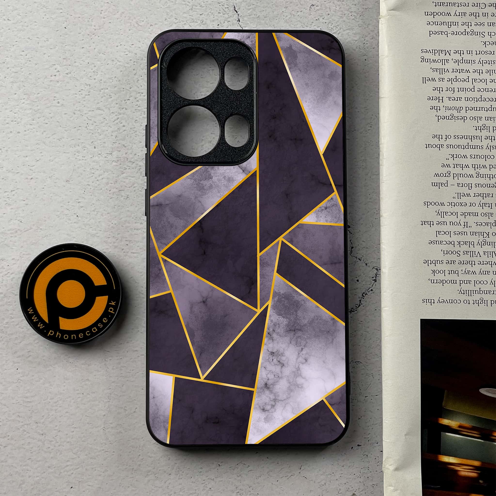 Oppo Reno 13 Pro - Geometric Marble Series - Premium Metal Printed Soft Bumper Shockproof Case