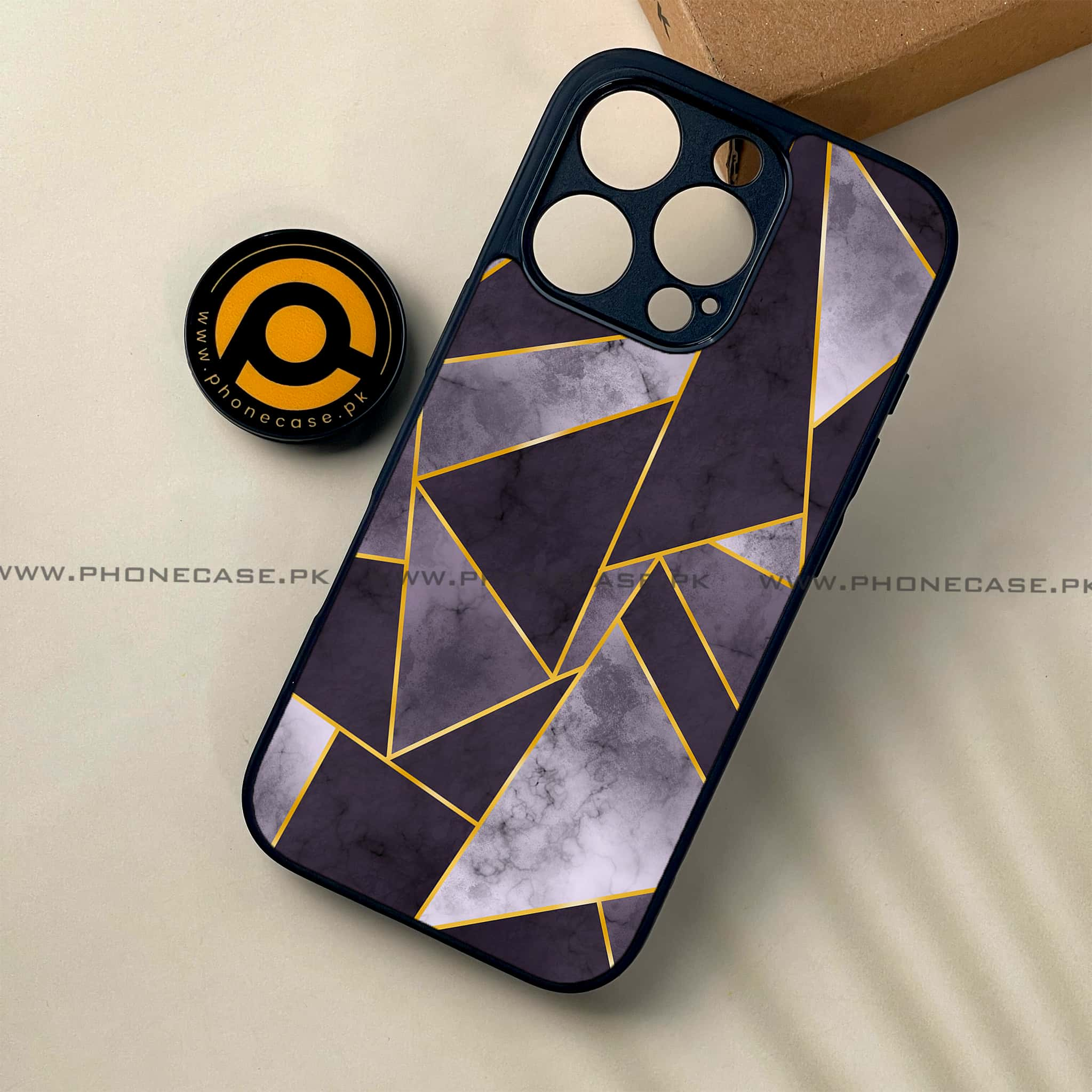 iPhone 16 Pro - Geometric Marble Series - Premium Printed Glass soft Bumper shock Proof Case