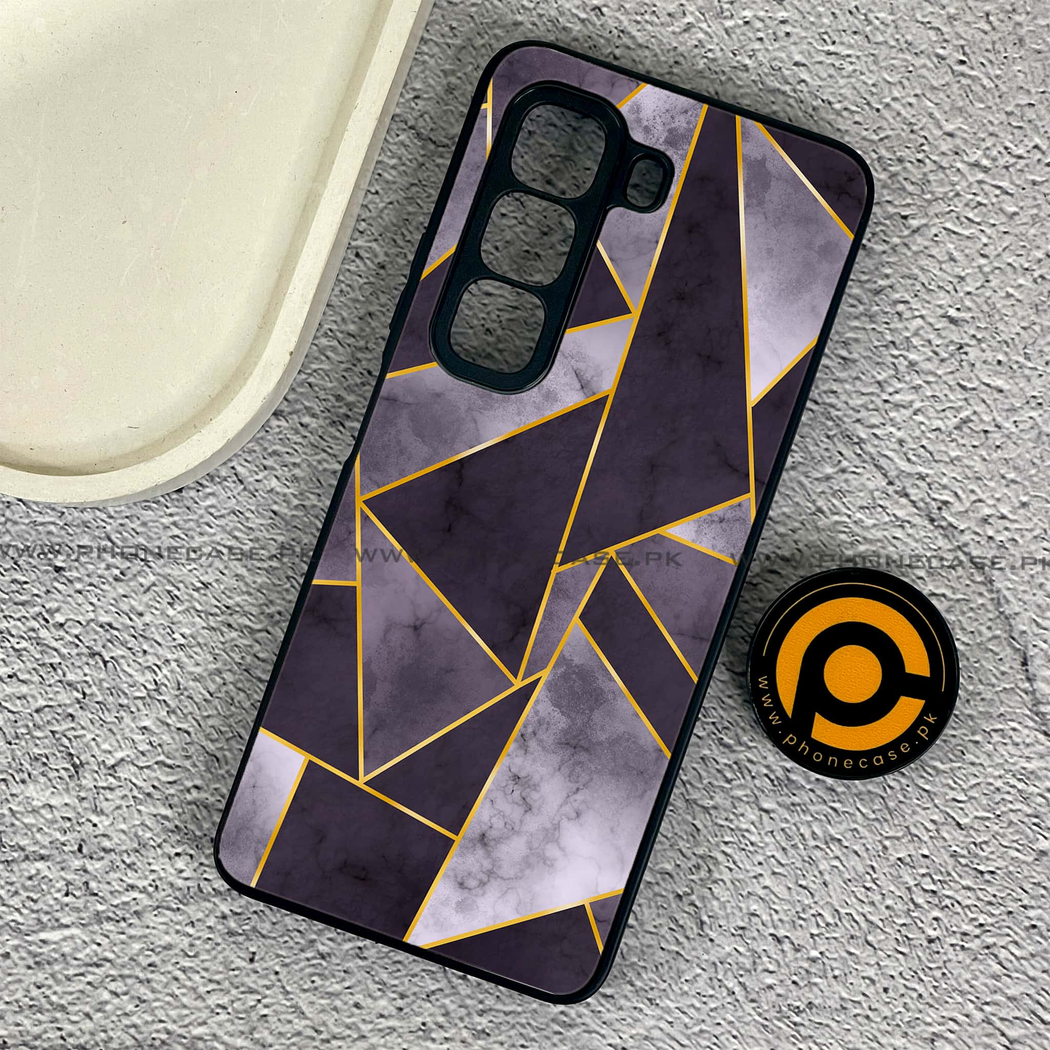 Infinix Hot 50 Pro - Geometric Marble Series - Premium Printed Glass soft Bumper shock Proof Case