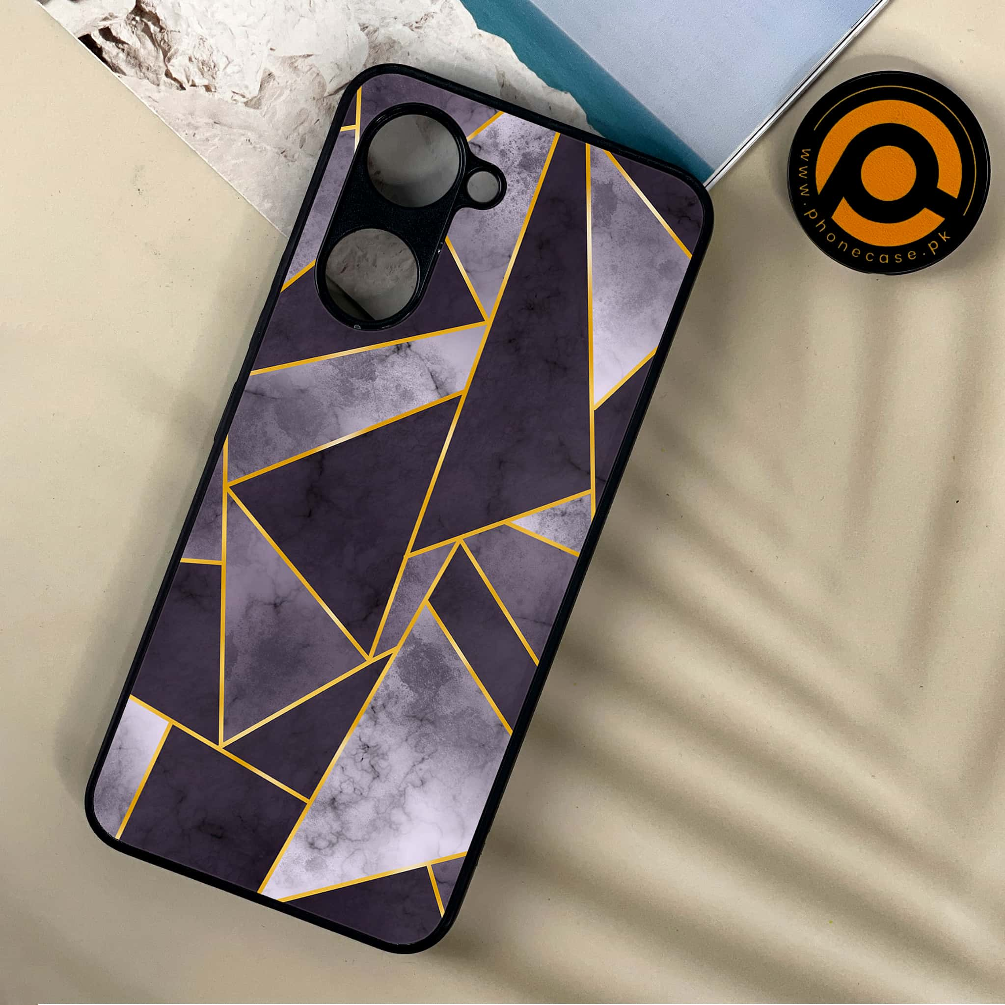 Vivo Y03 - Geometric Marble Series - Premium Printed Metal soft Bumper shock Proof Case