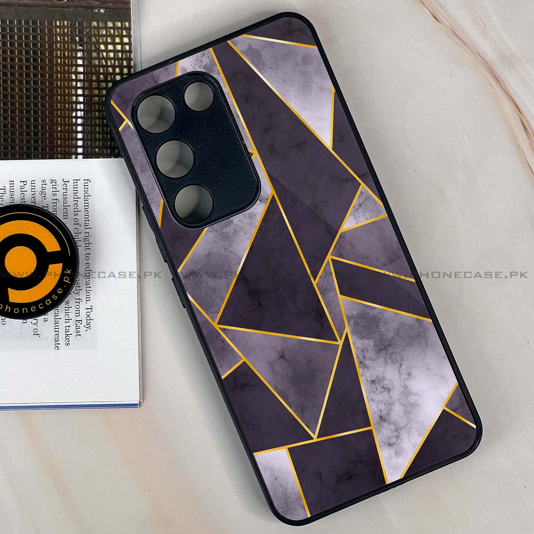 Vivo Y200e - Geometric Marble Series - Premium Metal Printed soft Bumper shock Proof Case