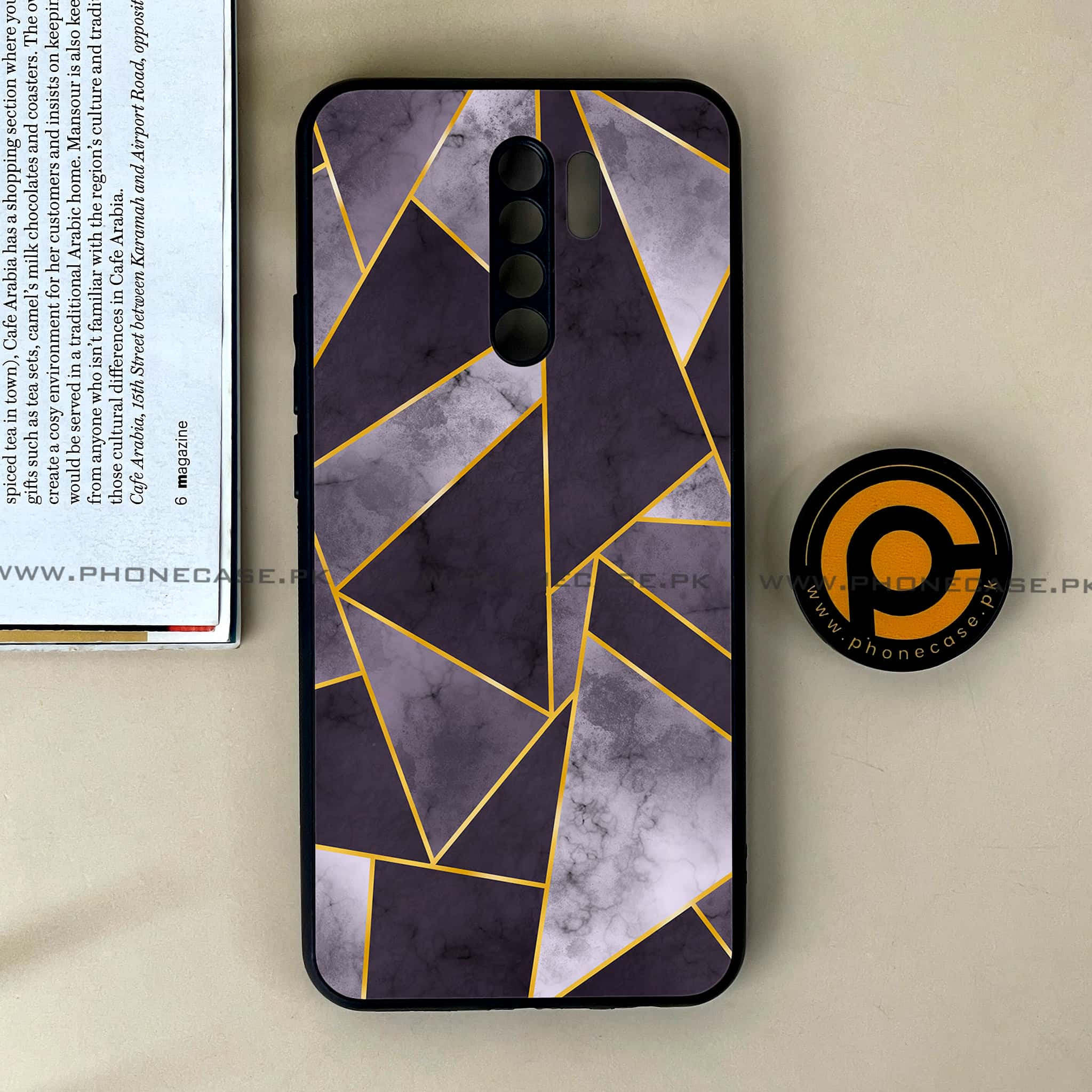 Xiaomi Redmi 9 - Geometric Marble Series - Premium Printed Glass soft Bumper shock Proof Case