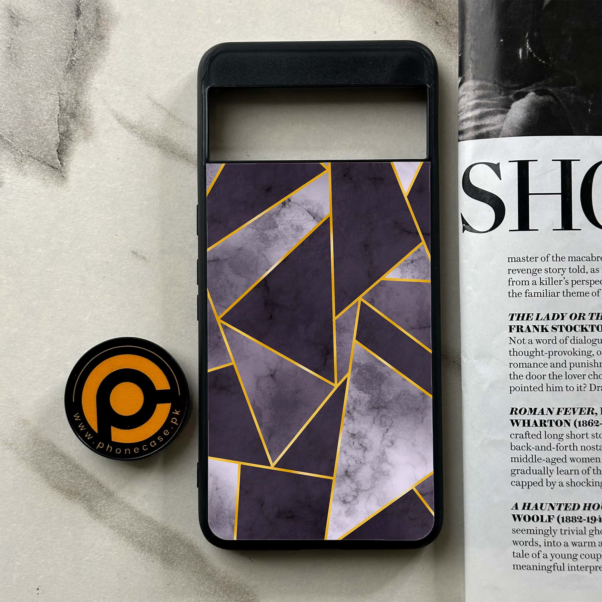 Google Pixel 8 Pro - Geometric Marble Series - Premium Printed Glass soft Bumper shock Proof Case