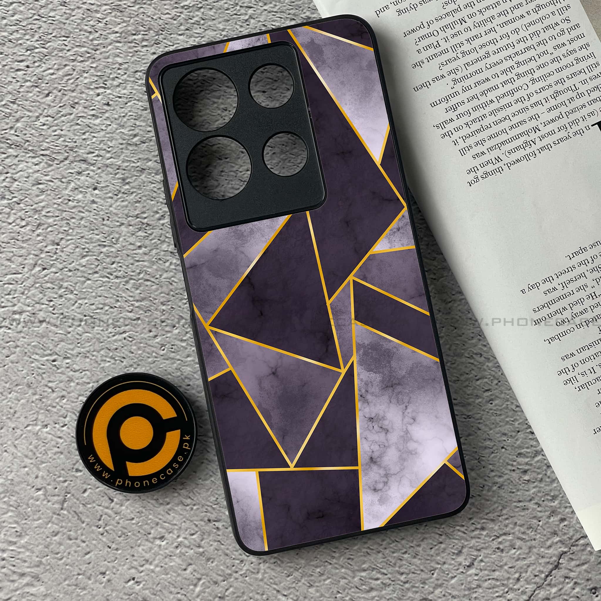 Infinix Note 30 - Geometric Marble Series - Premium Printed Glass soft Bumper shock Proof Case