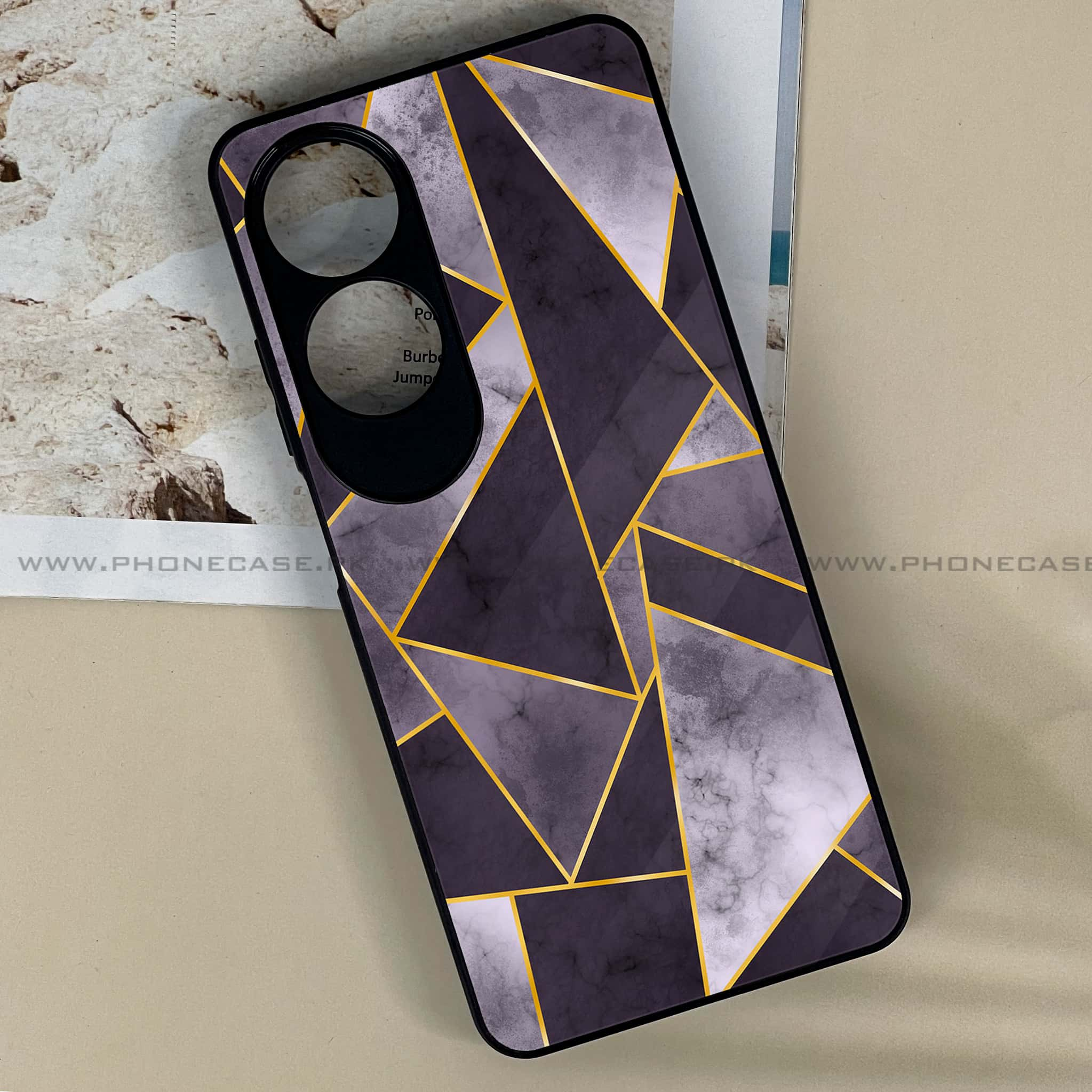 Oppo A60 - Geometric Marble Series - Premium Printed Metal soft Bumper shock Proof Case