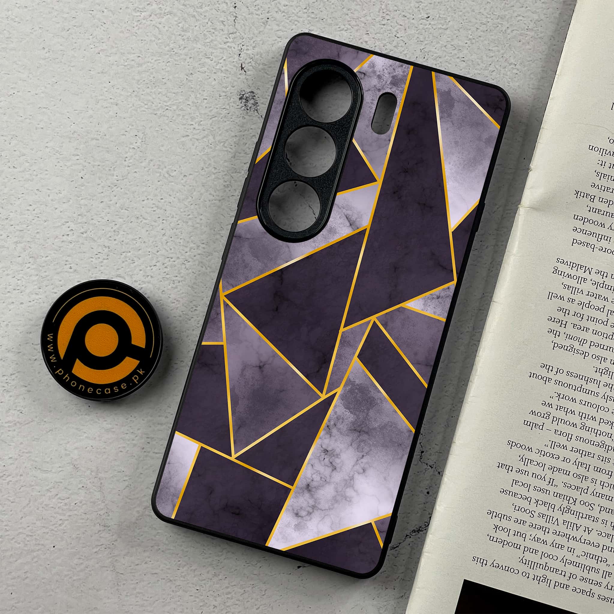 Tecno Camon 40 Pro - Geometric Marble Series - Premium Metal Printed Soft Bumper Shockproof Case