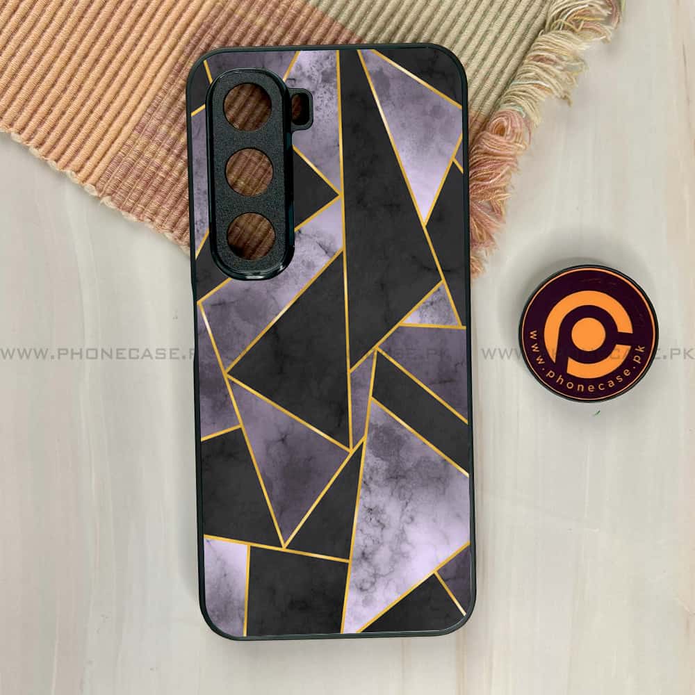 Infinix Hot 60i - Geometric Marble Series - Premium Metal Printed soft Bumper shock Proof Case
