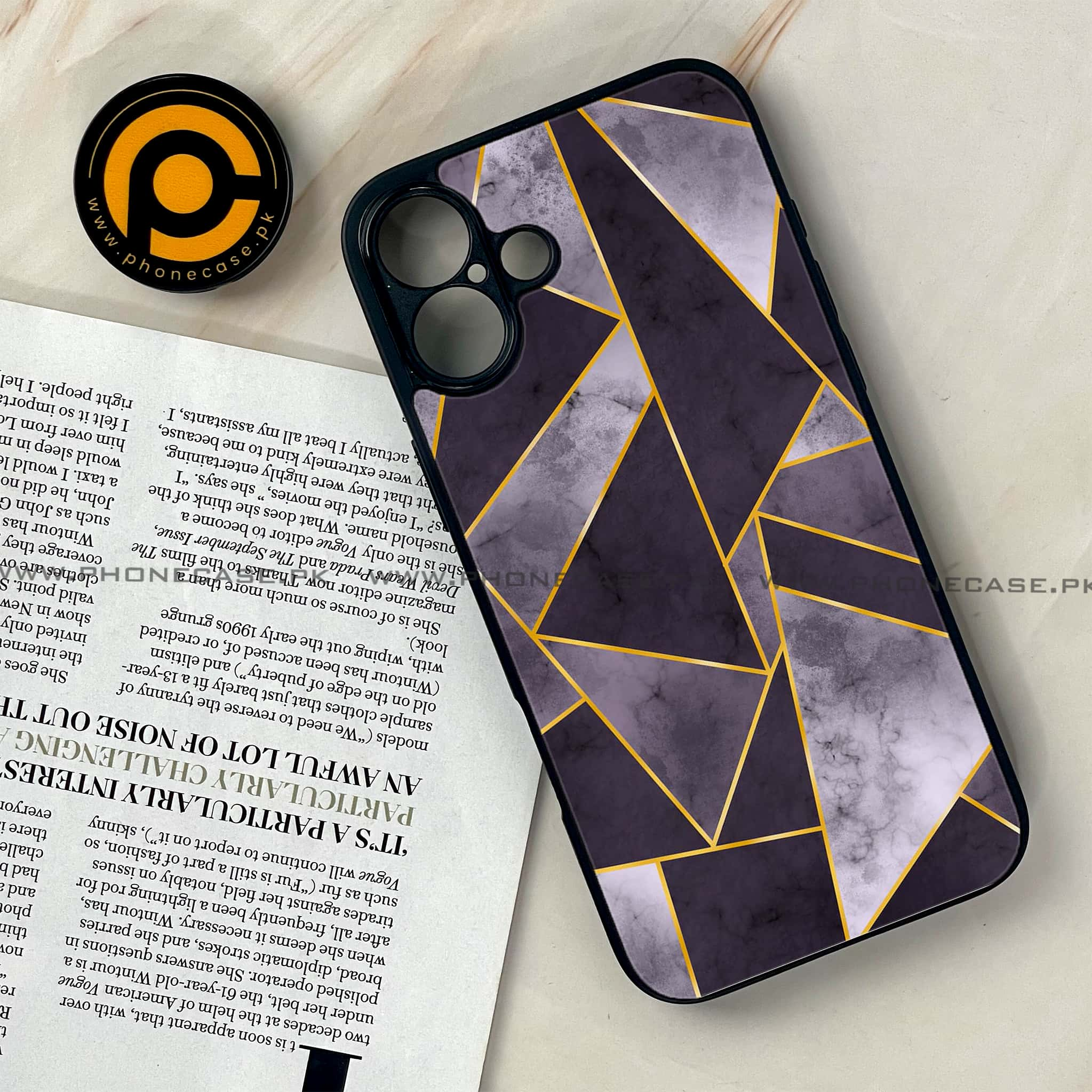 iPhone 16 - Geometric Marble Series - Premium Printed Glass soft Bumper shock Proof Case