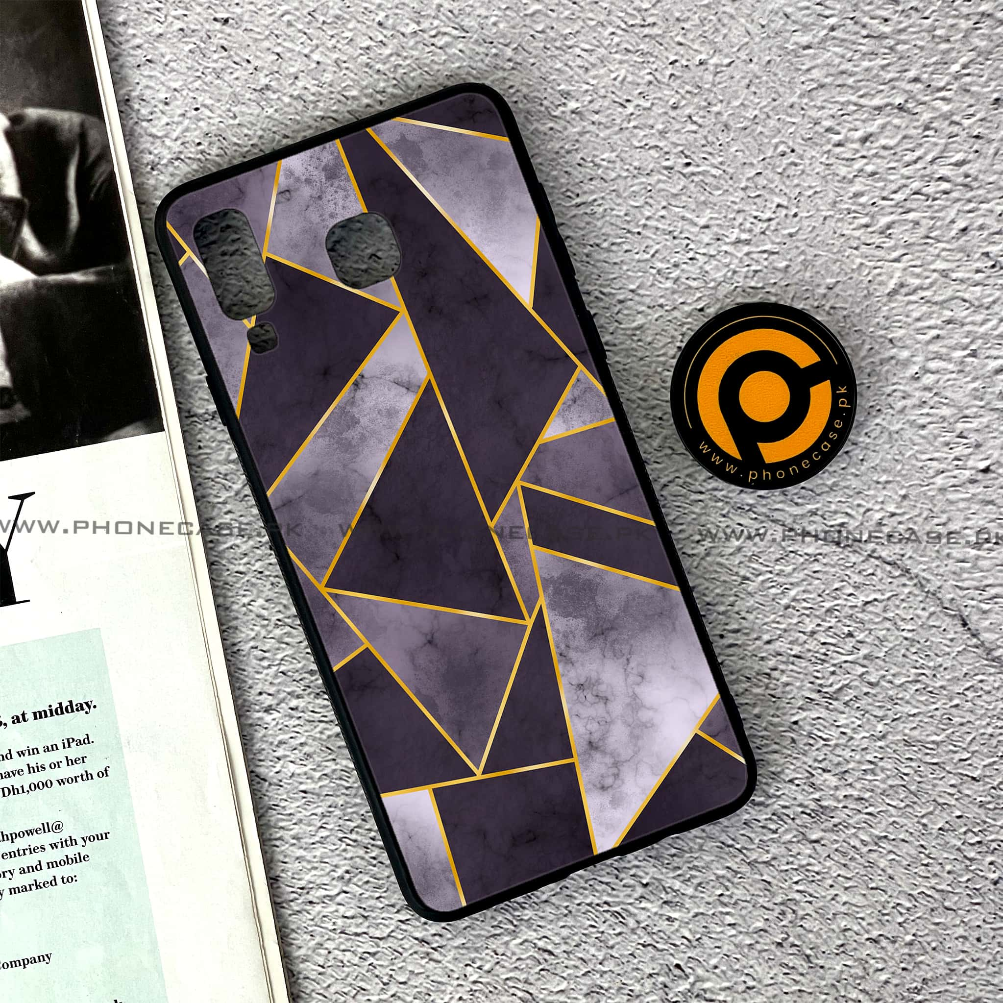 Samsung Galaxy A8 Star(A9 Star) - Geometric Marble Series - Premium Printed Glass soft Bumper shock Proof Case