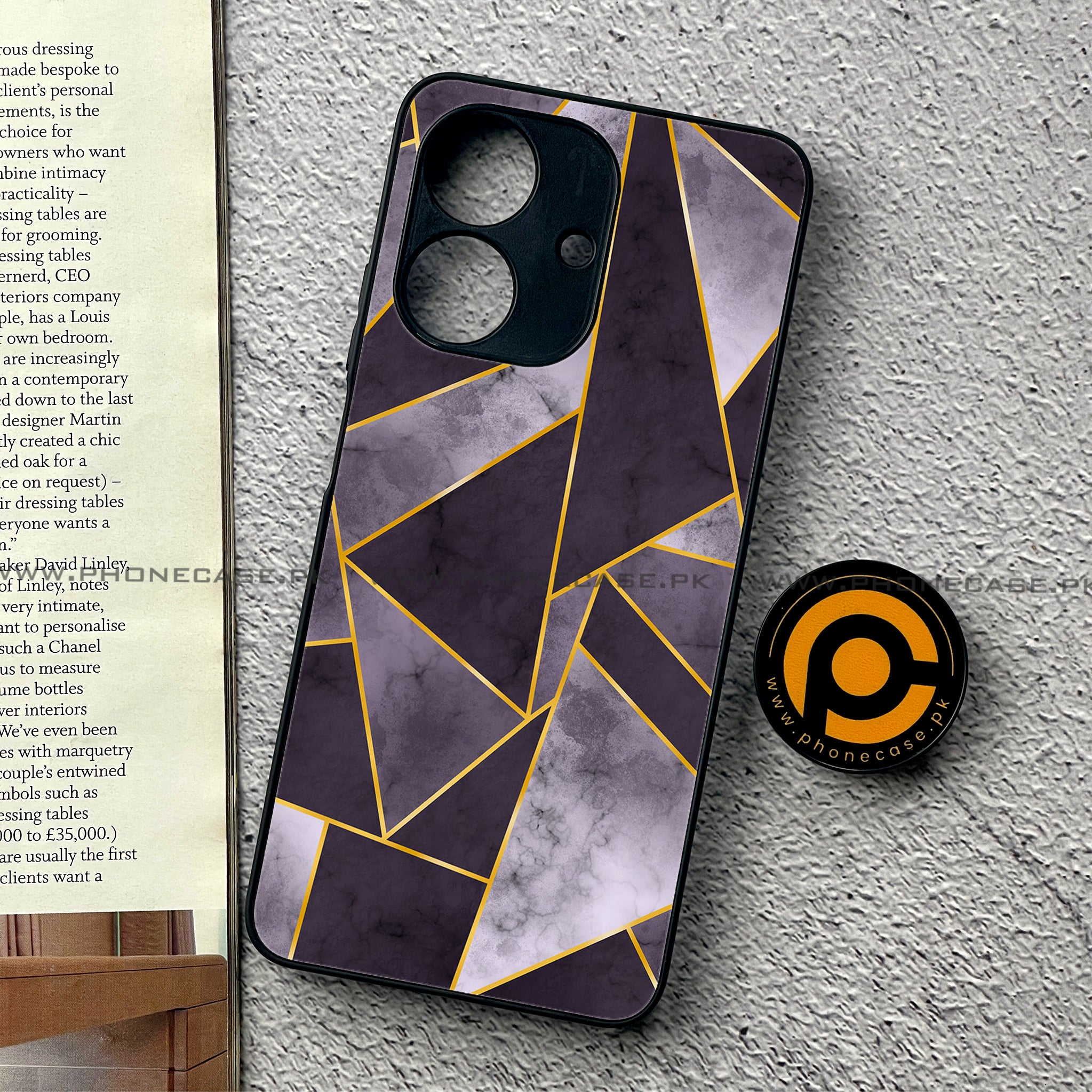 Realme Note 60 - Geometric Marble Series - Premium Printed Glass soft Bumper shock Proof Case