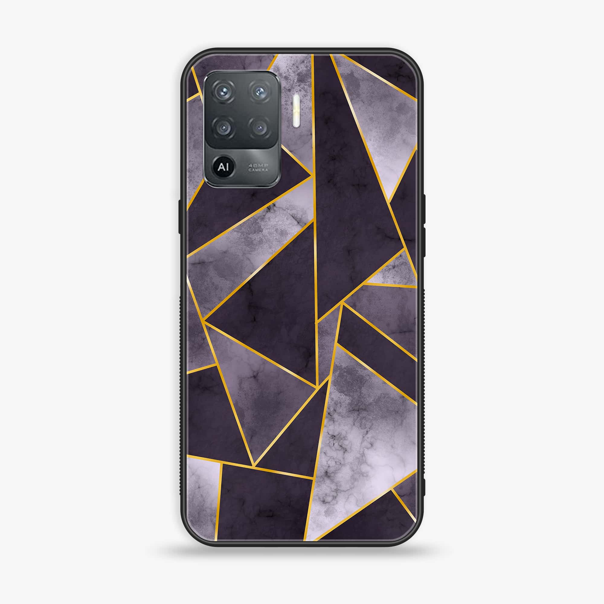 Oppo F19 Pro - Geometric Marble Series - Premium Printed Glass soft Bumper shock Proof Case