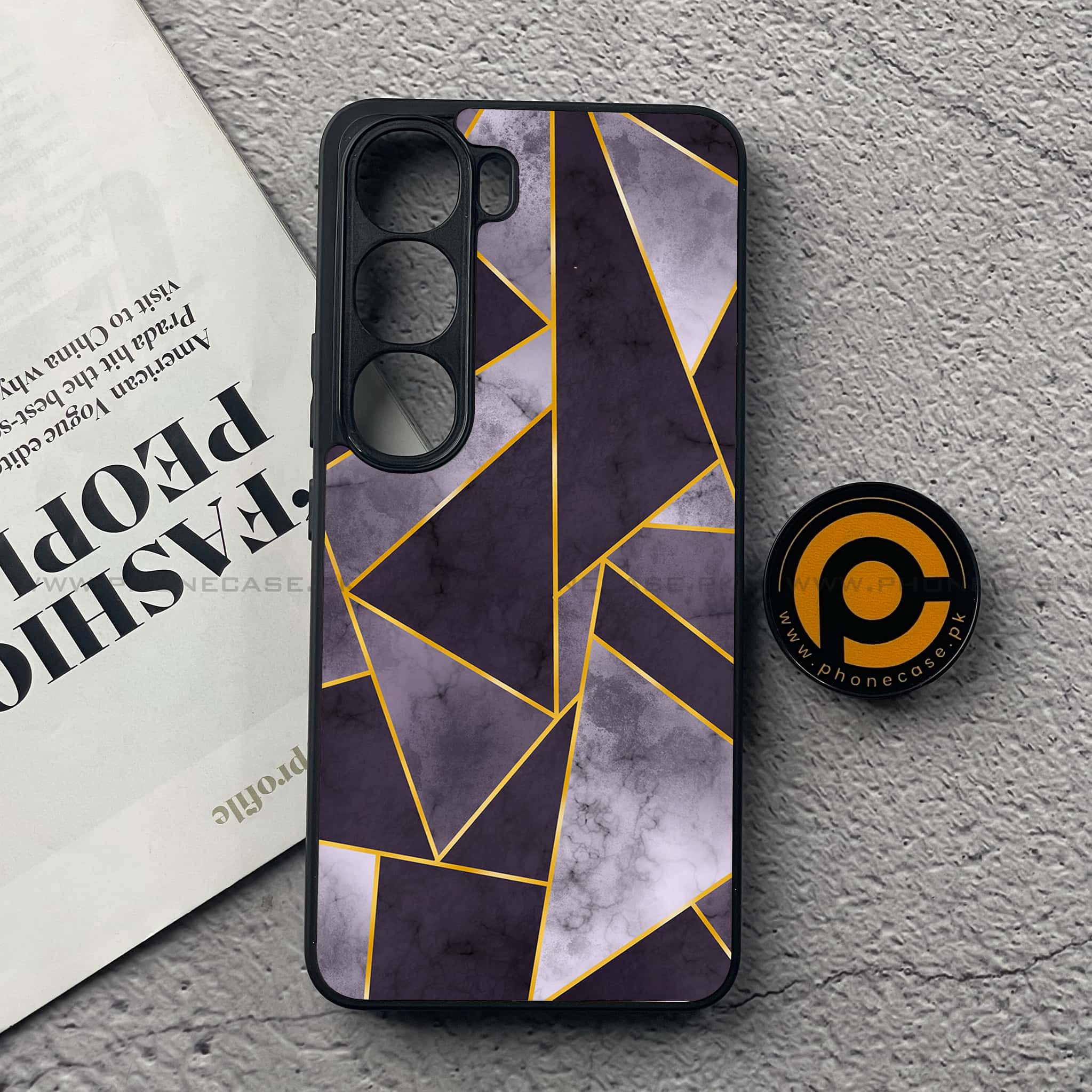 Vivo V40 Lite (IDN) - Geometric Marble Series - Premium Metal Printed soft Bumper Shock Proof Case